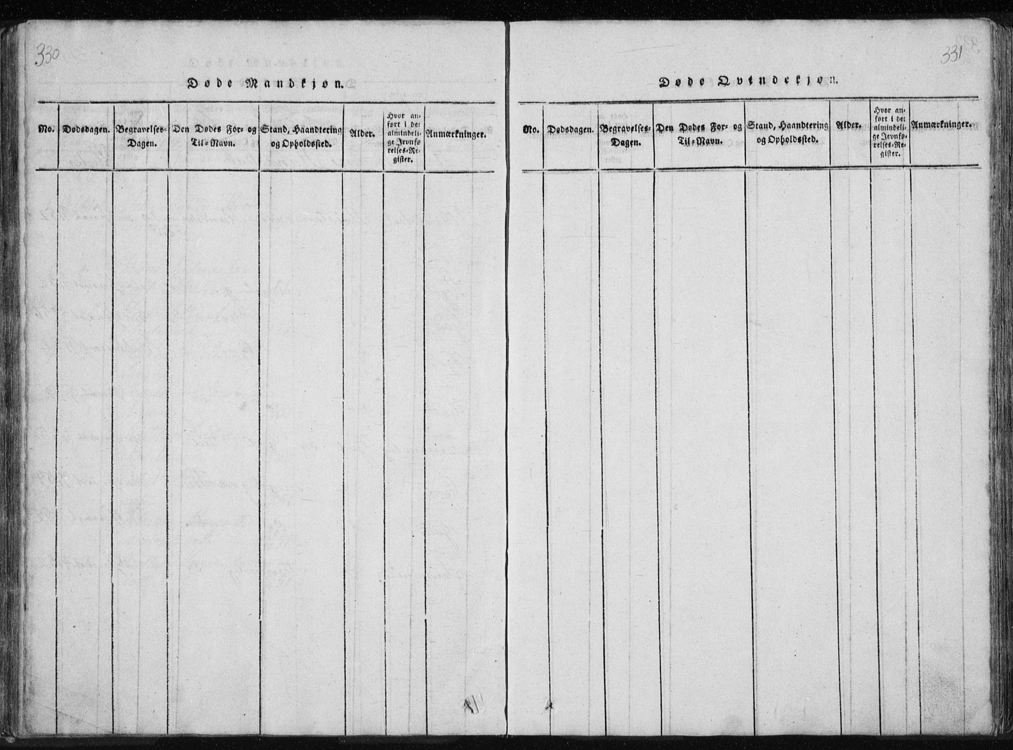 Ministerialprotokoller, klokkerbøker og fødselsregistre - Nordland, AV/SAT-A-1459/897/L1411: Parish register (copy) no. 897C01, 1820-1866, p. 330-331