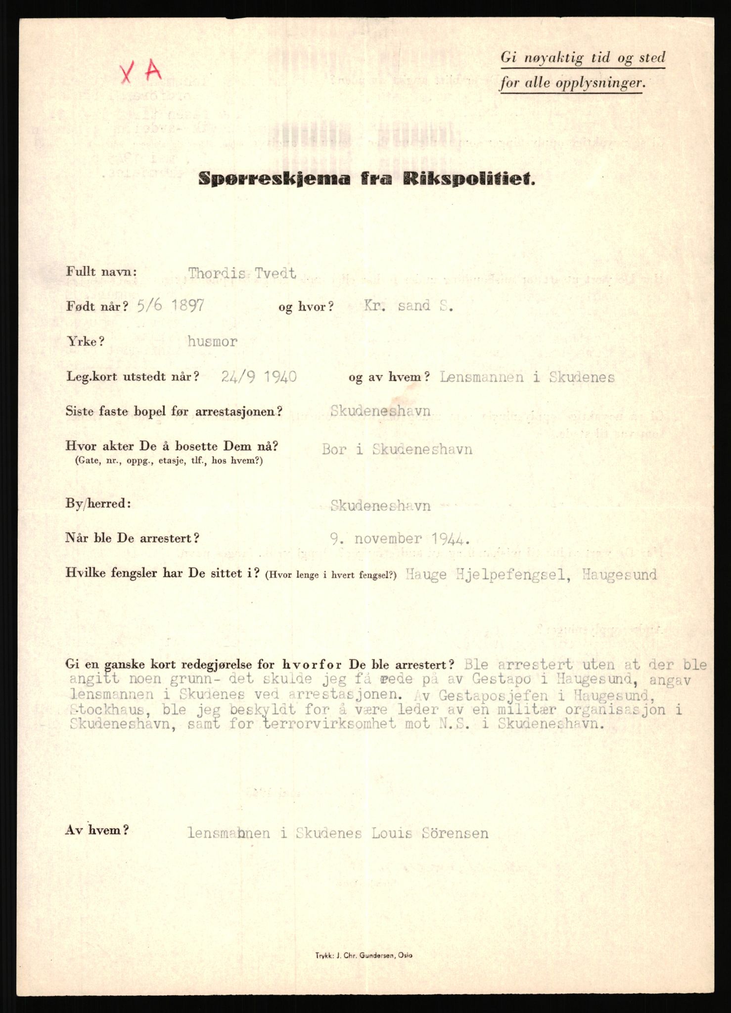 Rikspolitisjefen, AV/RA-S-1560/L/L0017: Tidemann, Hermann G. - Veum, Tjostolv, 1940-1945, p. 525