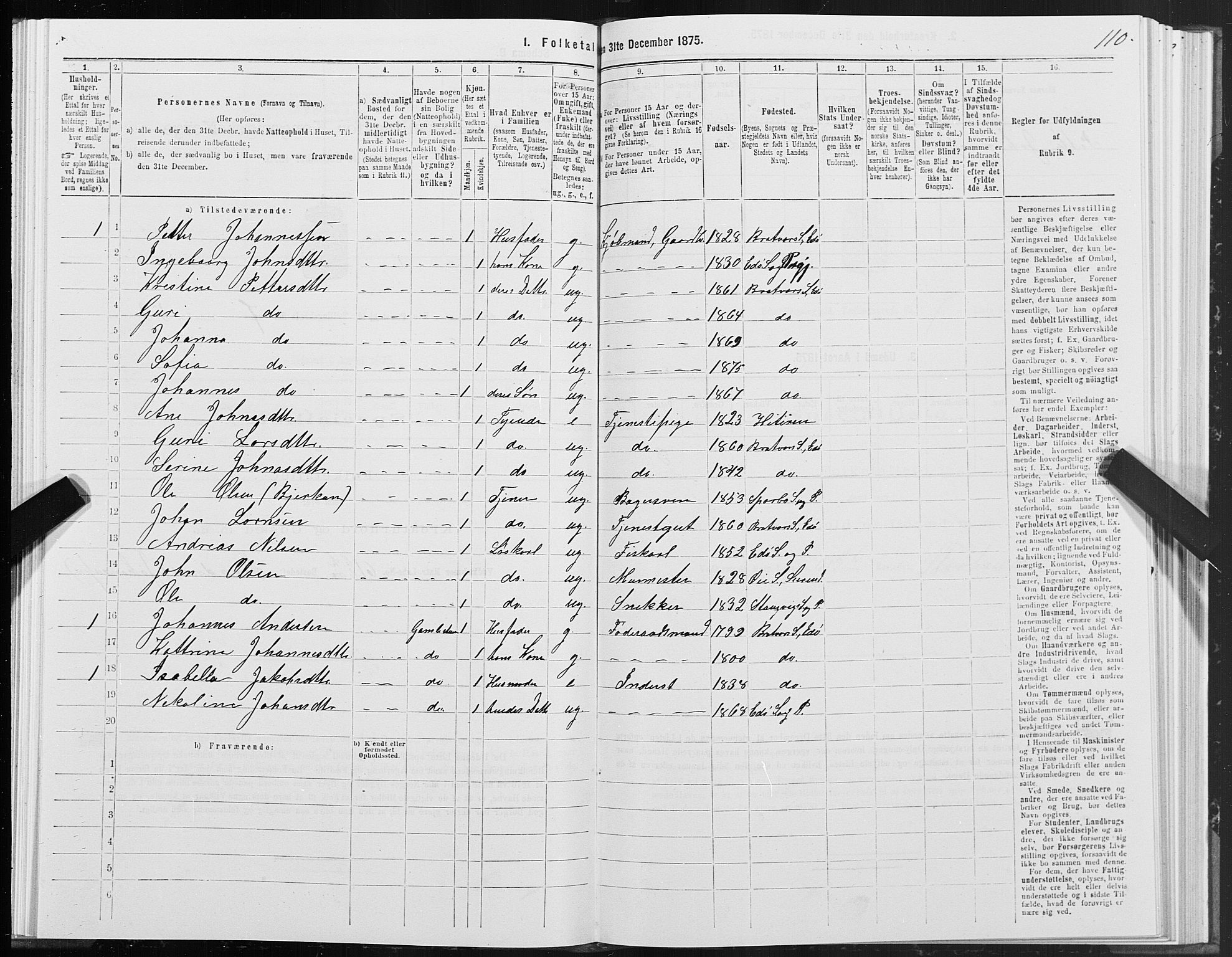 SAT, 1875 census for 1573P Edøy, 1875, p. 3110