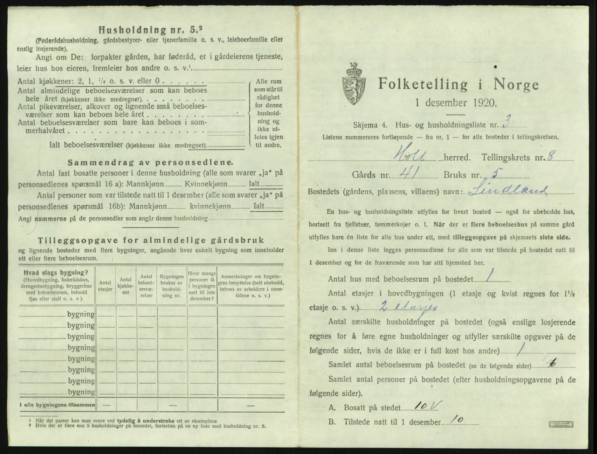 SAK, 1920 census for Holt, 1920, p. 730