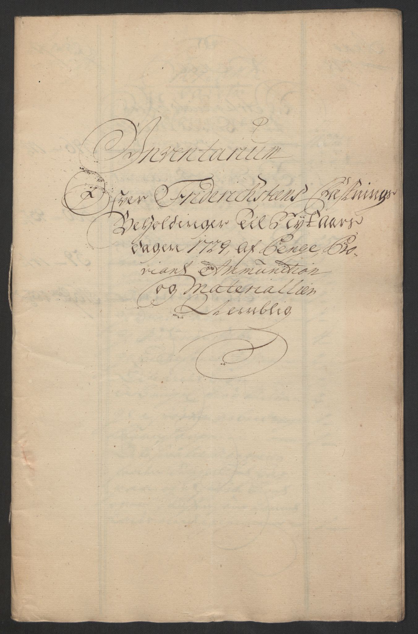 Kommanderende general (KG I) med Det norske krigsdirektorium, RA/EA-5419/D/L0153: Fredriksten festning: Brev, inventarfortegnelser og regnskapsekstrakter, 1724-1729, p. 649