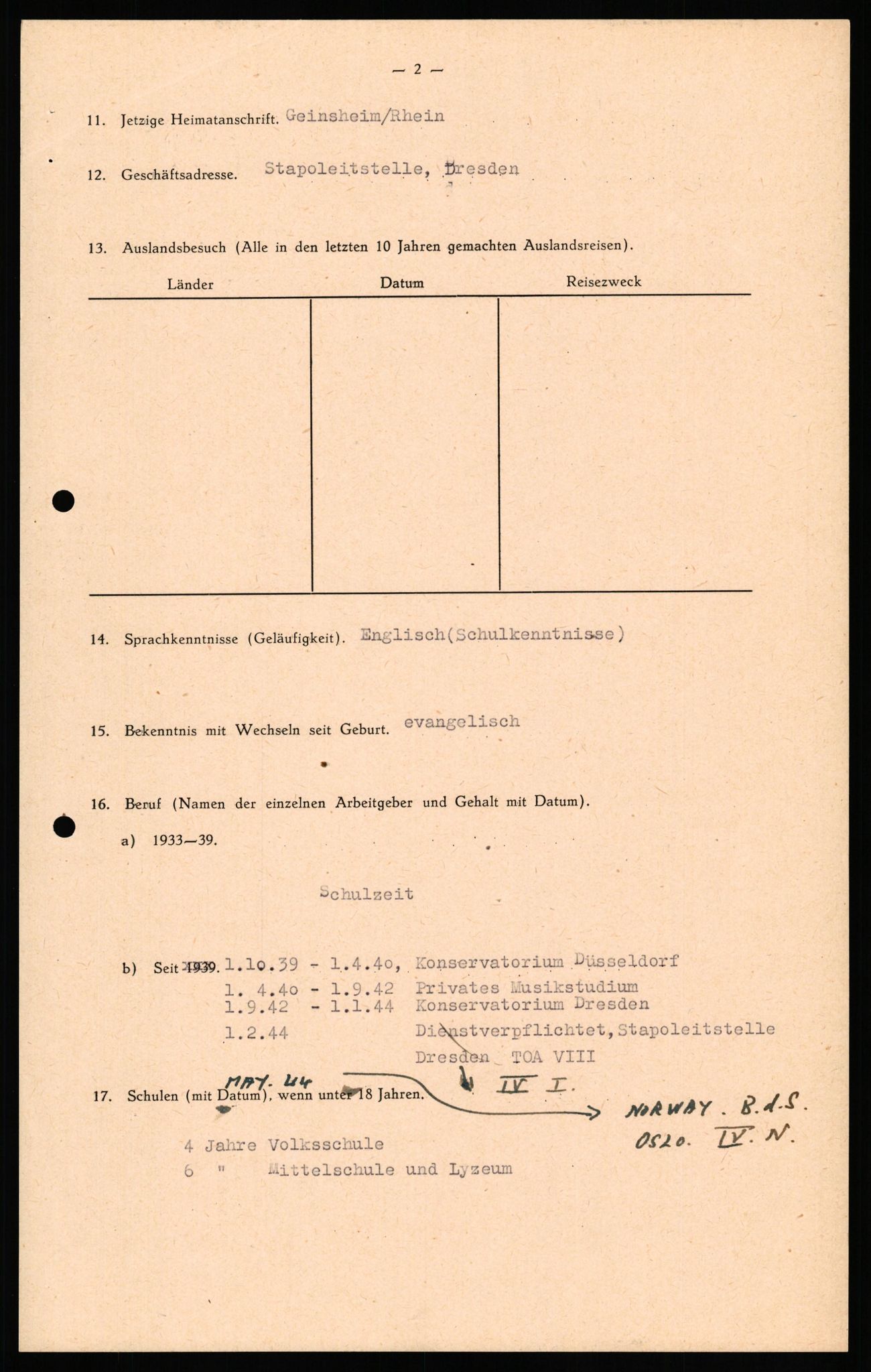 Forsvaret, Forsvarets overkommando II, AV/RA-RAFA-3915/D/Db/L0034: CI Questionaires. Tyske okkupasjonsstyrker i Norge. Tyskere., 1945-1946, p. 490