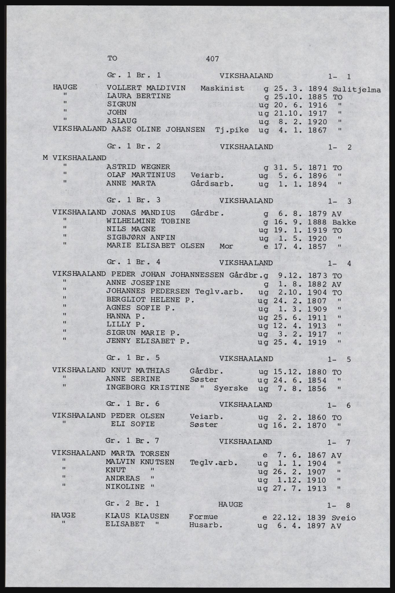 SAST, Copy of 1920 census for Karmøy, 1920, p. 431