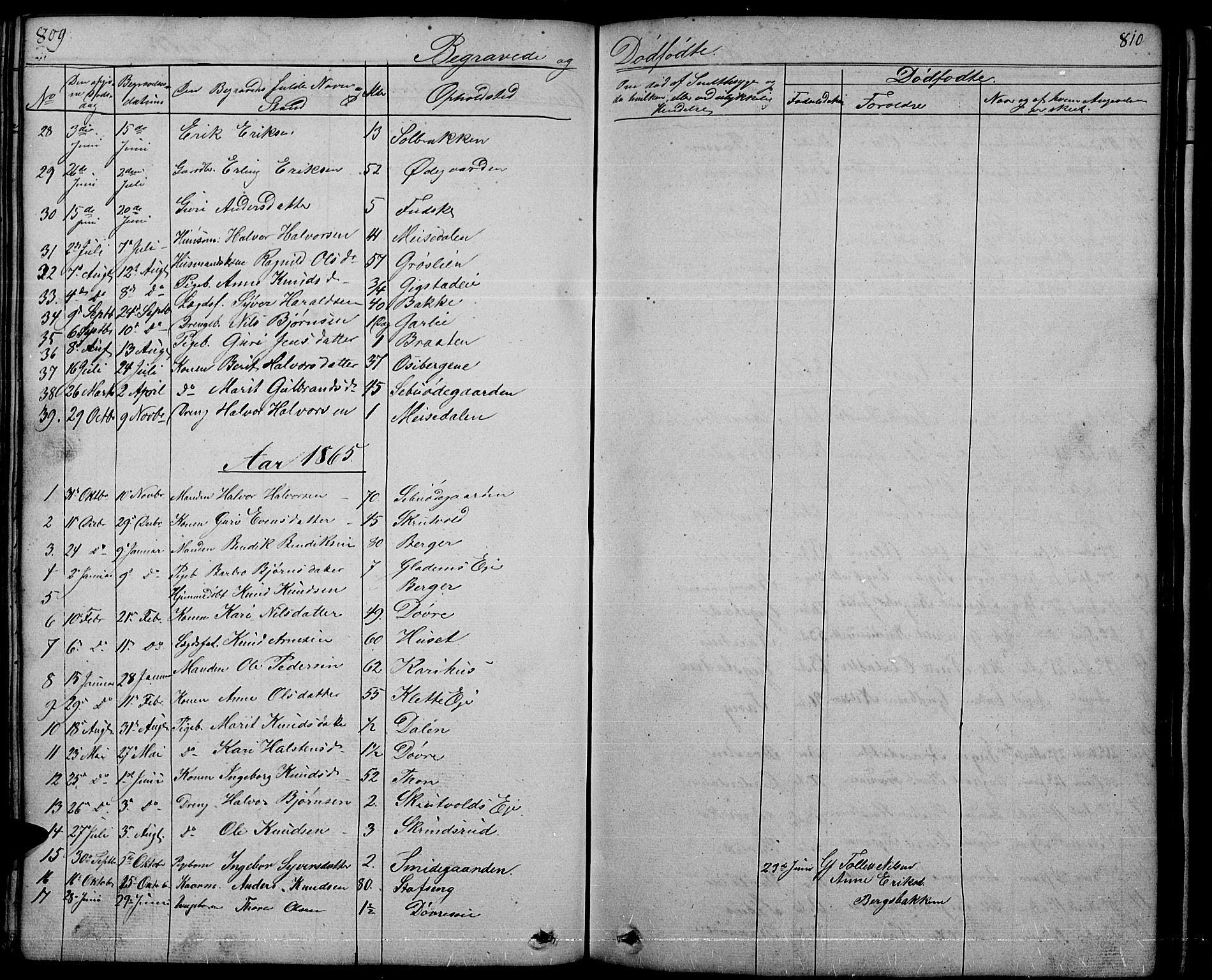 Nord-Aurdal prestekontor, AV/SAH-PREST-132/H/Ha/Hab/L0001: Parish register (copy) no. 1, 1834-1887, p. 809-810