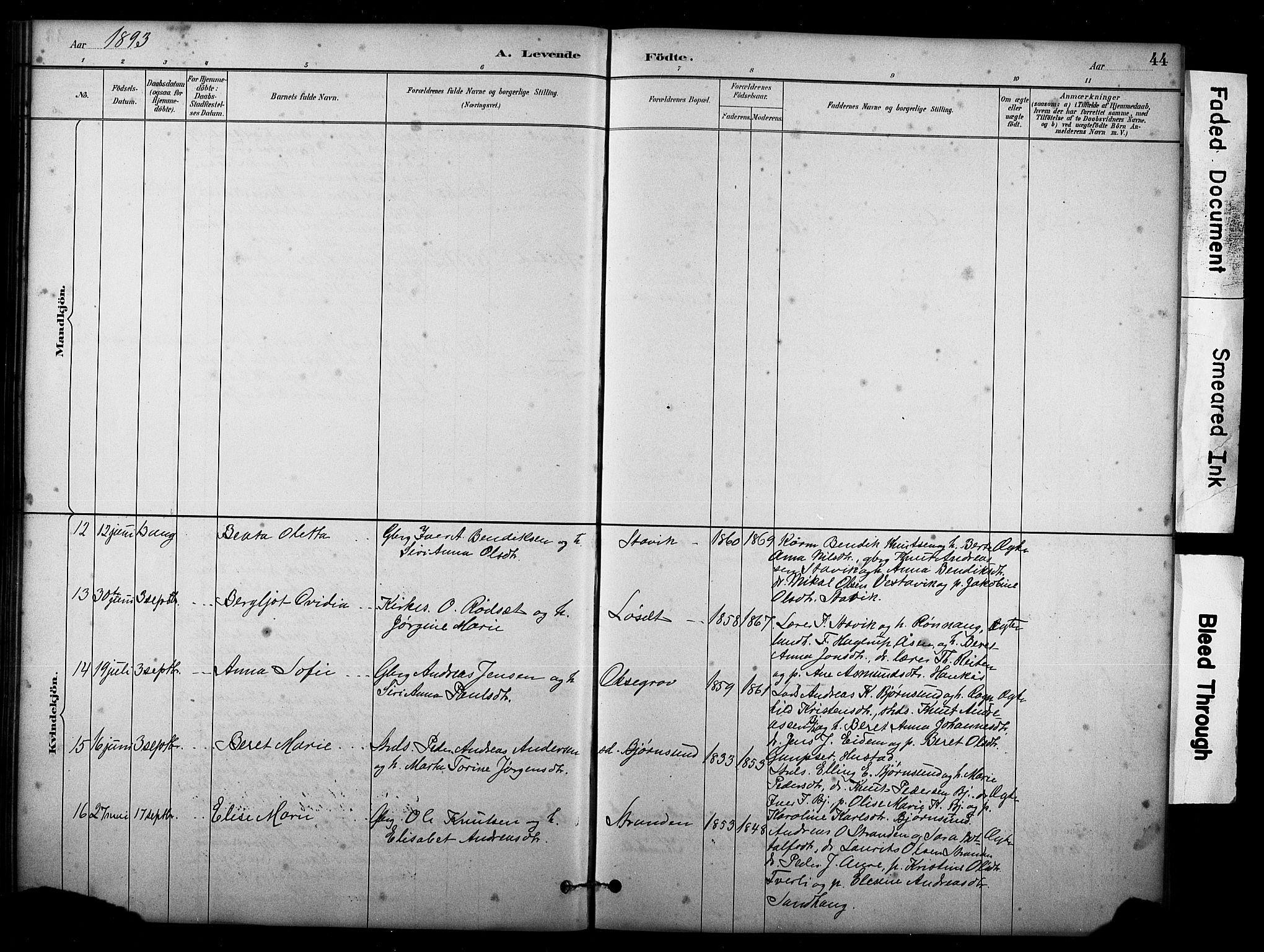 Ministerialprotokoller, klokkerbøker og fødselsregistre - Møre og Romsdal, SAT/A-1454/565/L0755: Parish register (copy) no. 565C04, 1883-1903, p. 44