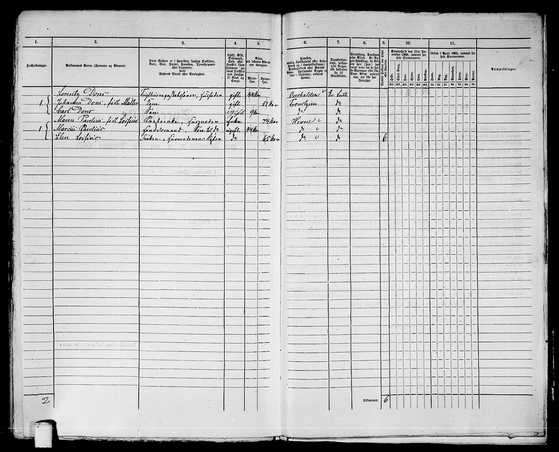 RA, 1865 census for Trondheim, 1865, p. 1037