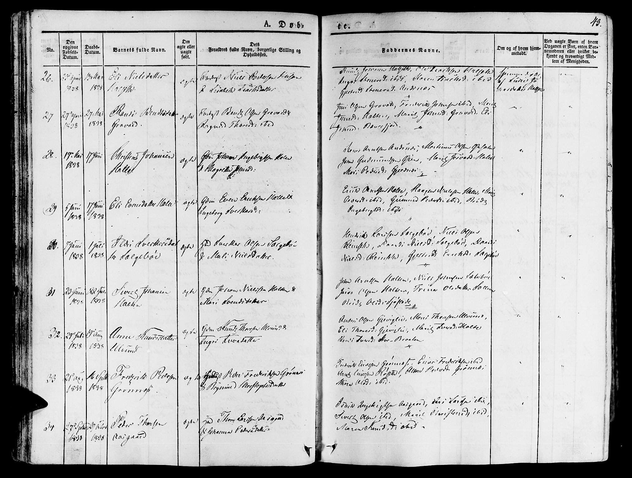 Ministerialprotokoller, klokkerbøker og fødselsregistre - Møre og Romsdal, SAT/A-1454/592/L1024: Parish register (official) no. 592A03 /1, 1831-1849, p. 43