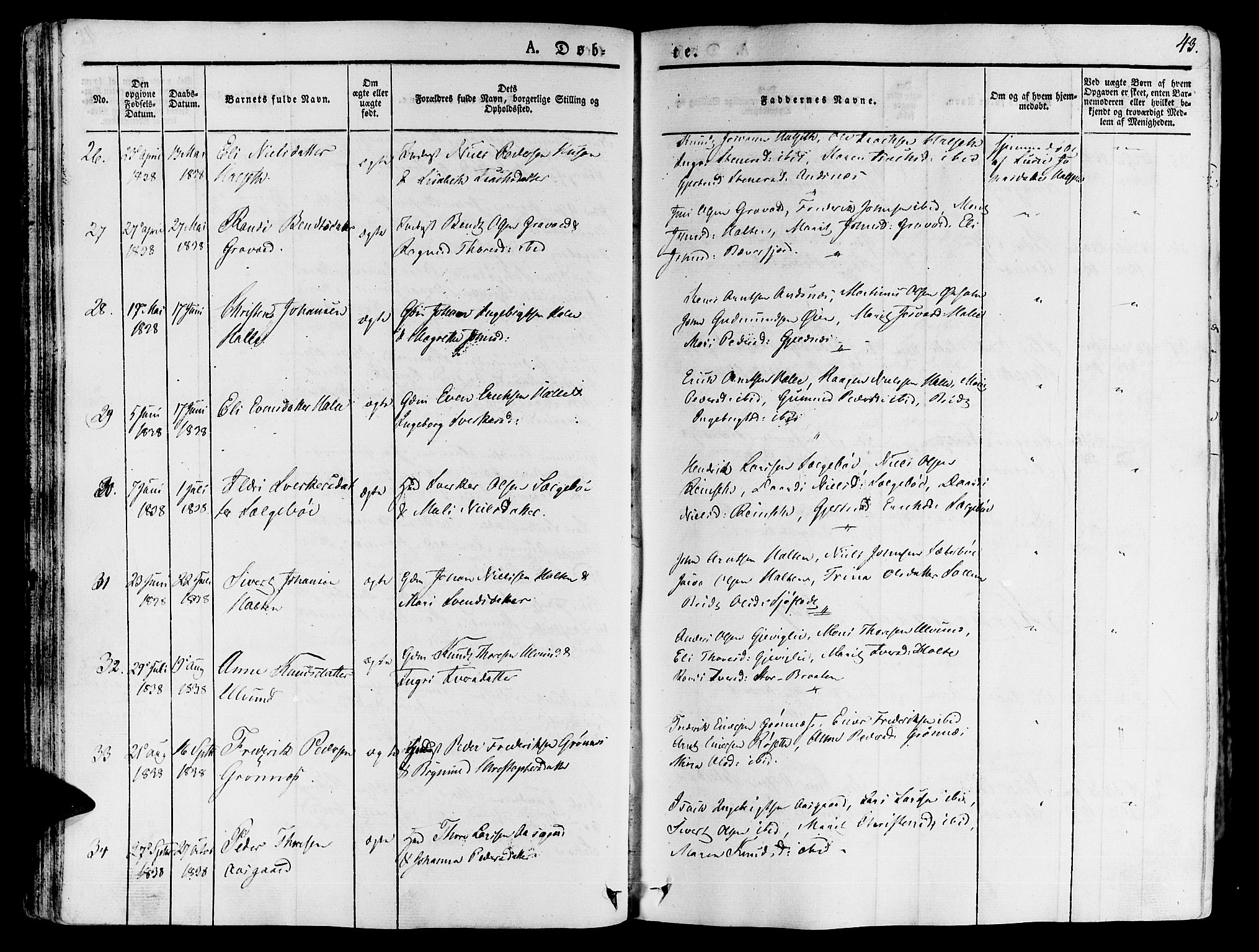 Ministerialprotokoller, klokkerbøker og fødselsregistre - Møre og Romsdal, AV/SAT-A-1454/592/L1024: Parish register (official) no. 592A03 /1, 1831-1849, p. 43