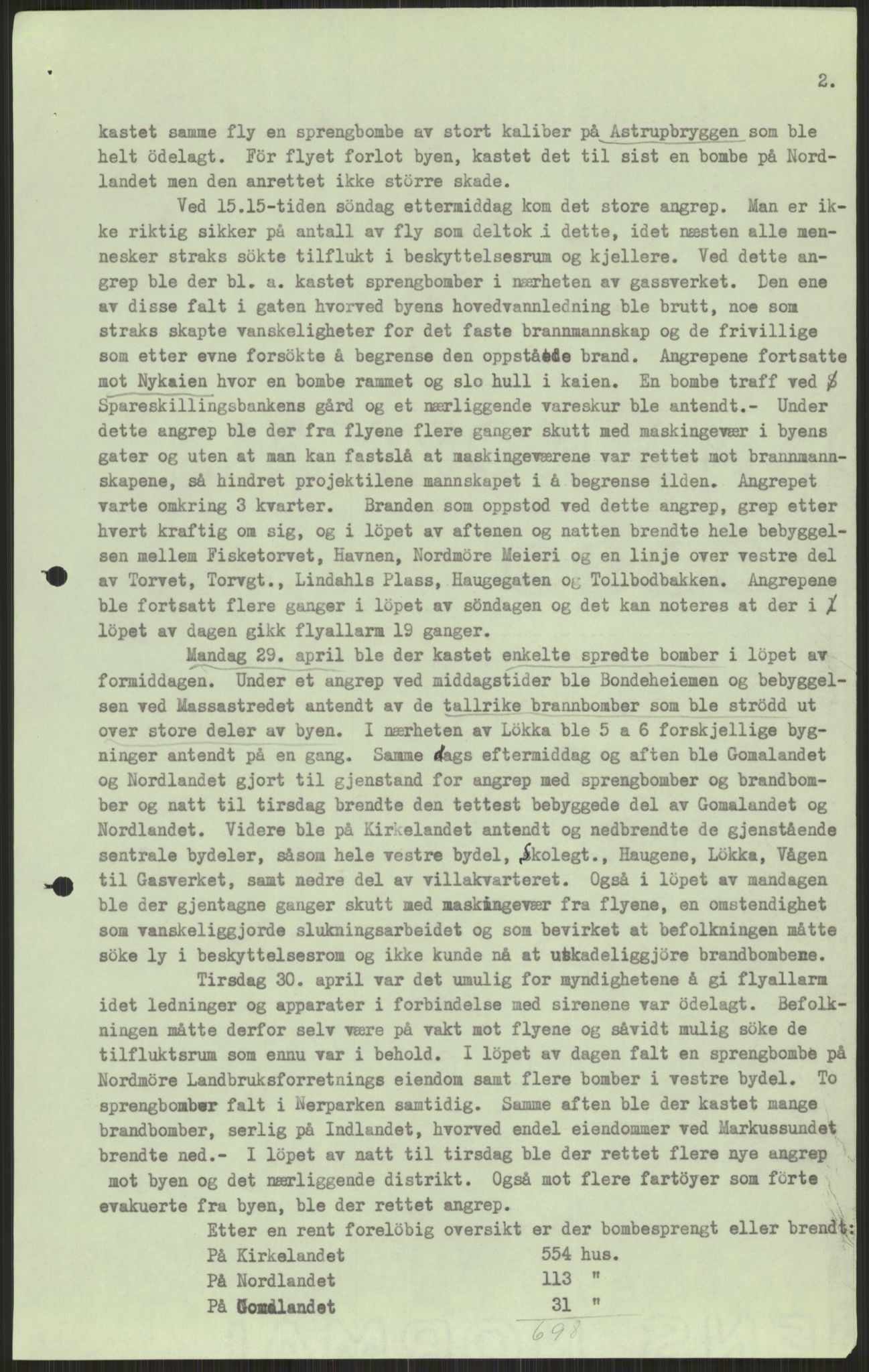 Forsvaret, Forsvarets krigshistoriske avdeling, AV/RA-RAFA-2017/Y/Ya/L0015: II-C-11-31 - Fylkesmenn.  Rapporter om krigsbegivenhetene 1940., 1940, p. 643