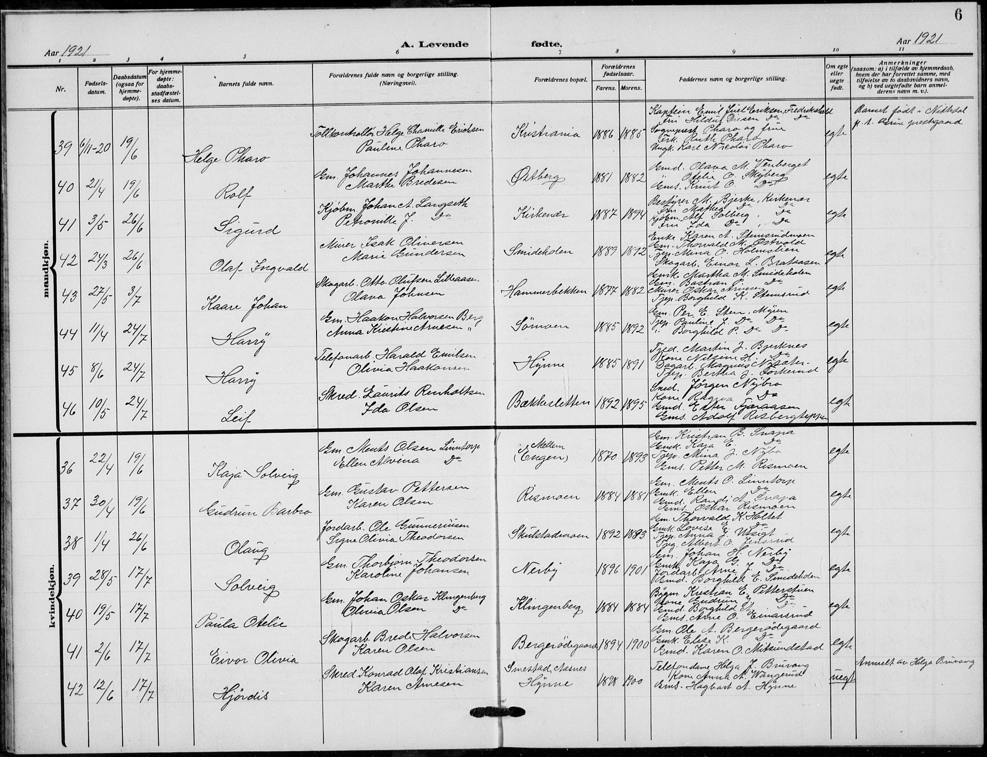 Grue prestekontor, AV/SAH-PREST-036/H/Ha/Hab/L0008: Parish register (copy) no. 8, 1921-1934, p. 6