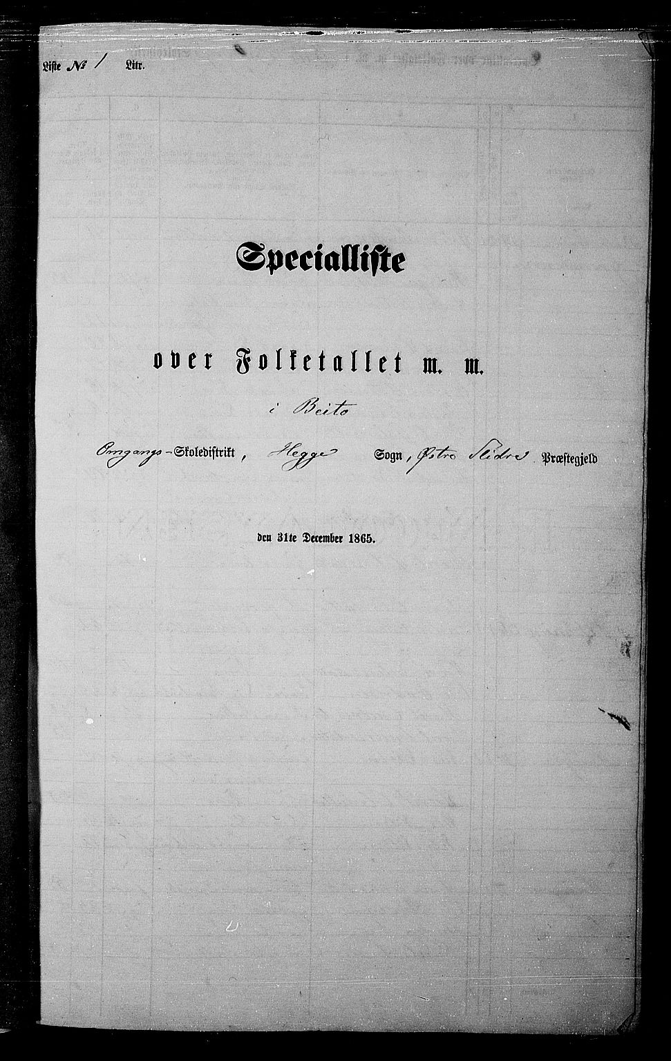 RA, 1865 census for Øystre Slidre, 1865, p. 11