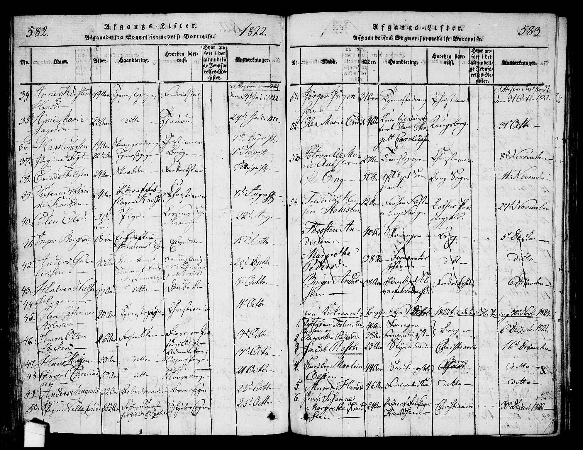 Halden prestekontor Kirkebøker, SAO/A-10909/G/Ga/L0001: Parish register (copy) no. 1, 1815-1833, p. 582-583
