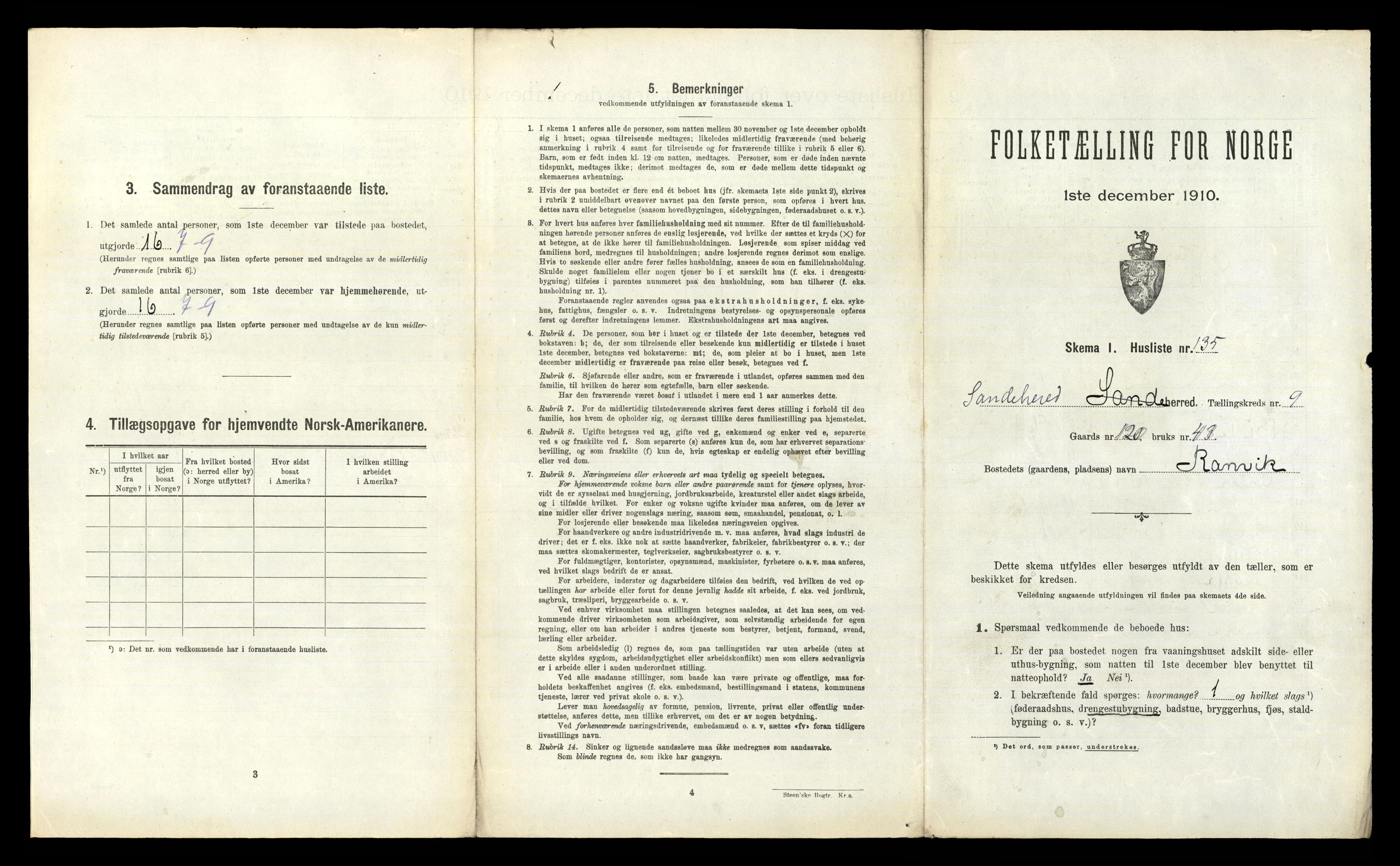 RA, 1910 census for Sandeherred, 1910, p. 1945