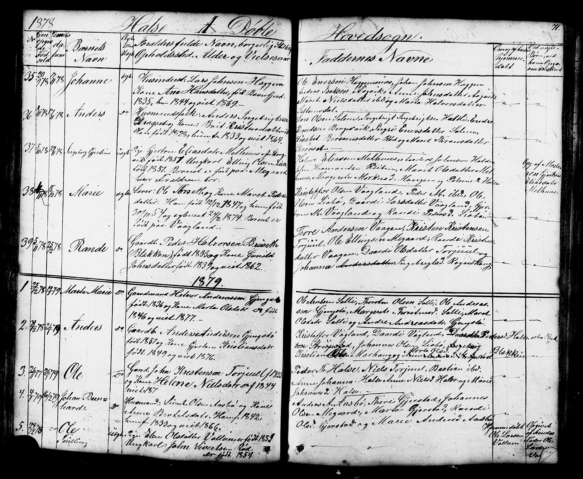 Ministerialprotokoller, klokkerbøker og fødselsregistre - Møre og Romsdal, SAT/A-1454/576/L0890: Parish register (copy) no. 576C01, 1837-1908, p. 71