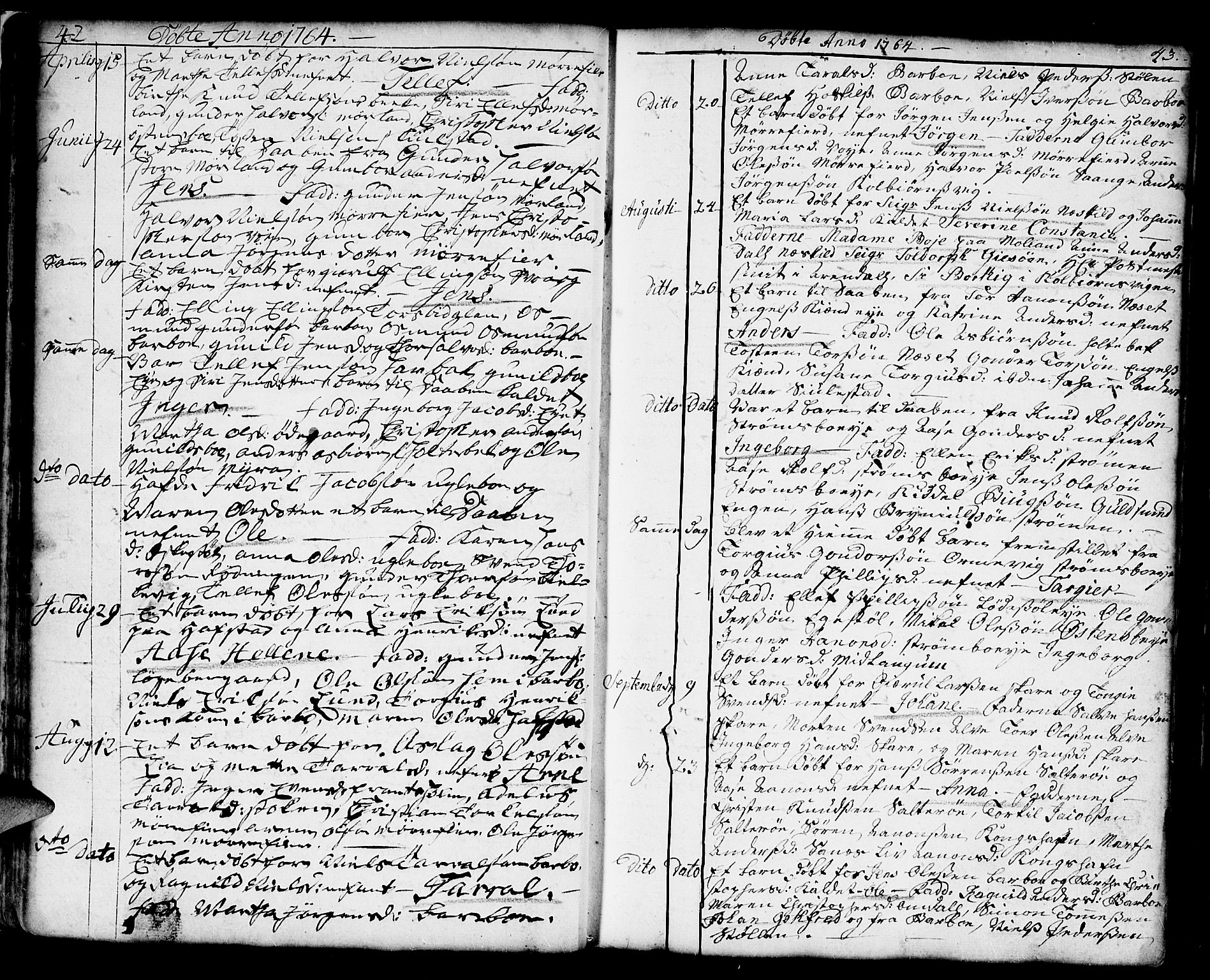 Austre Moland sokneprestkontor, AV/SAK-1111-0001/F/Fa/Faa/L0002: Parish register (official) no. A 2, 1747-1808, p. 42-43