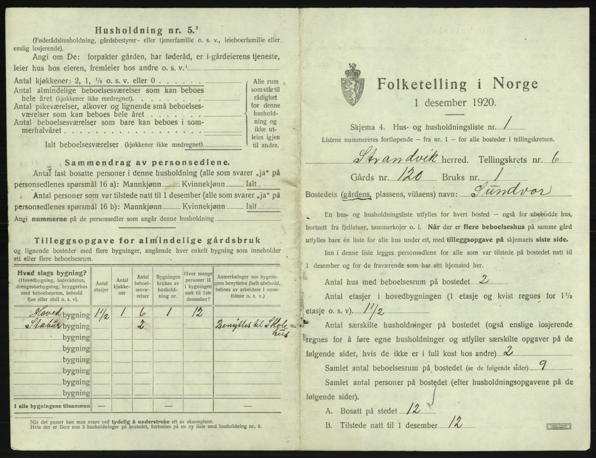 SAB, 1920 census for Strandvik, 1920, p. 661