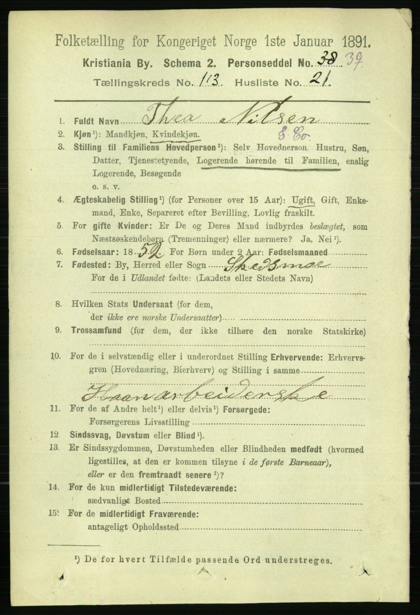 RA, 1891 census for 0301 Kristiania, 1891, p. 60678