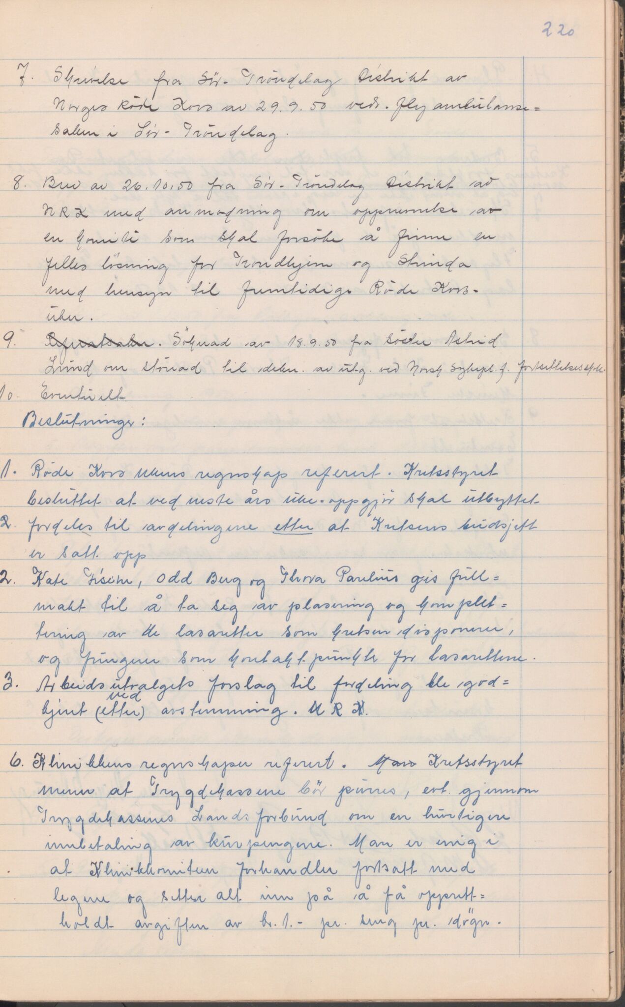 Trondheim Røde Kors, TRKO/PA-1204/A/Aa/L0003: Møtebok, 1942-1952, p. 223