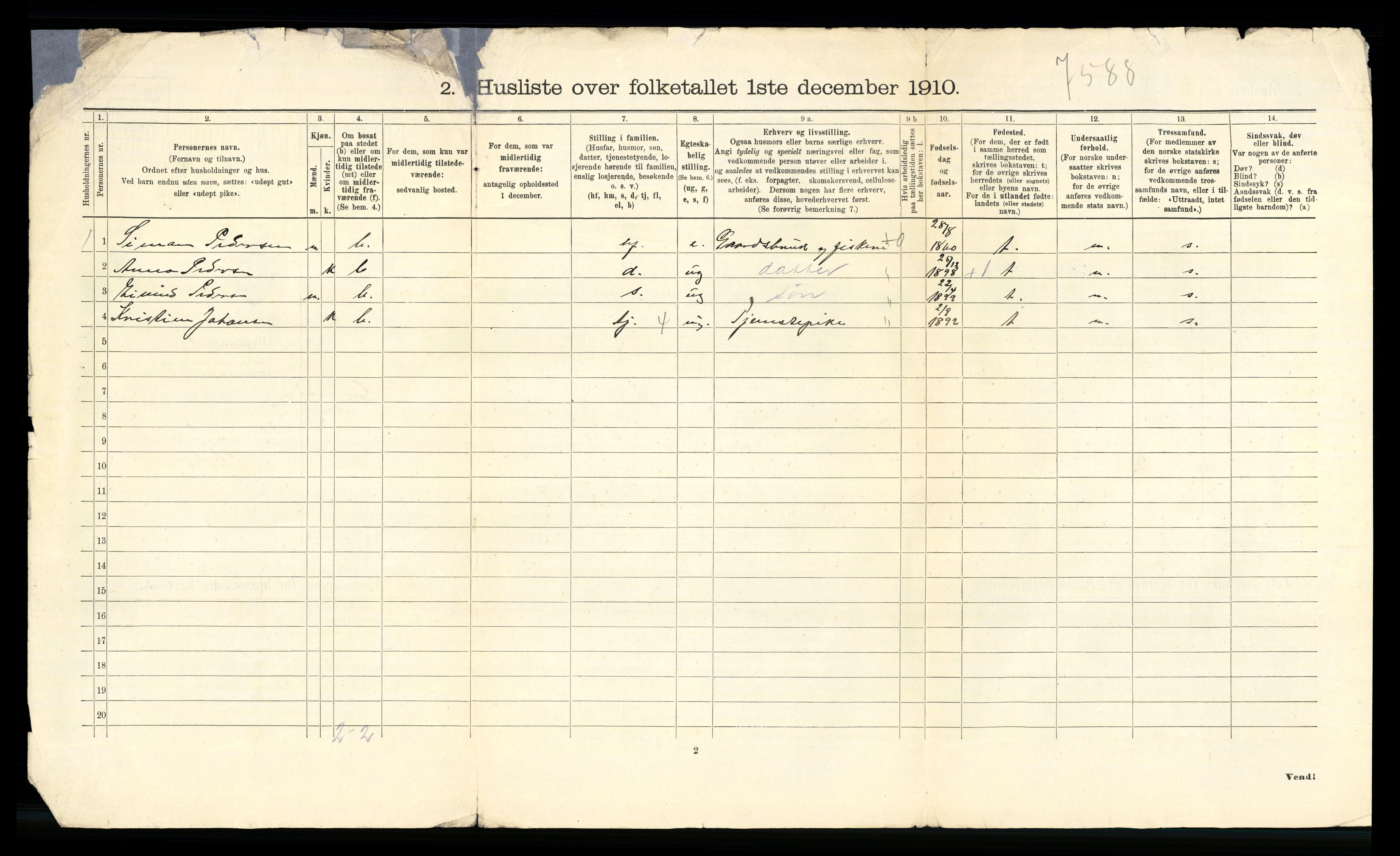 RA, 1910 census for Gimsøy, 1910, p. 30