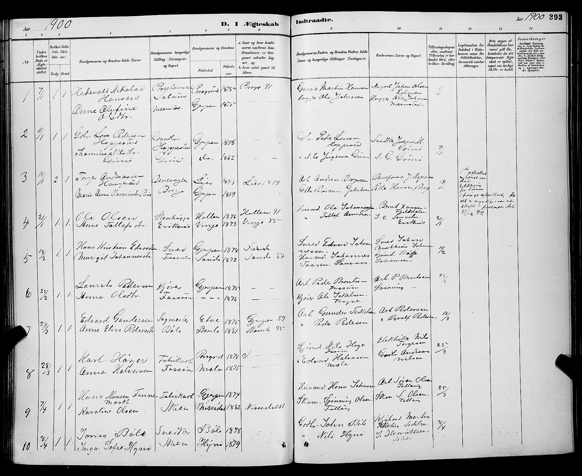 Gjerpen kirkebøker, SAKO/A-265/G/Ga/L0002: Parish register (copy) no. I 2, 1883-1900, p. 393