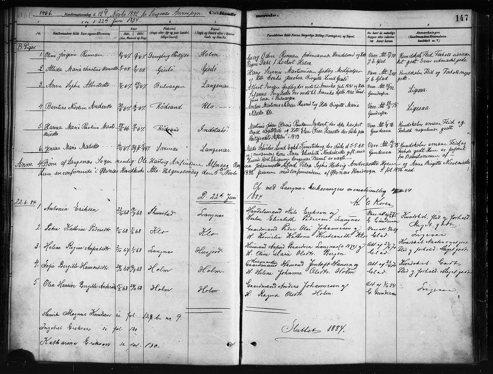 Ministerialprotokoller, klokkerbøker og fødselsregistre - Nordland, AV/SAT-A-1459/893/L1335: Parish register (official) no. 893A08 /2, 1878-1884, p. 147