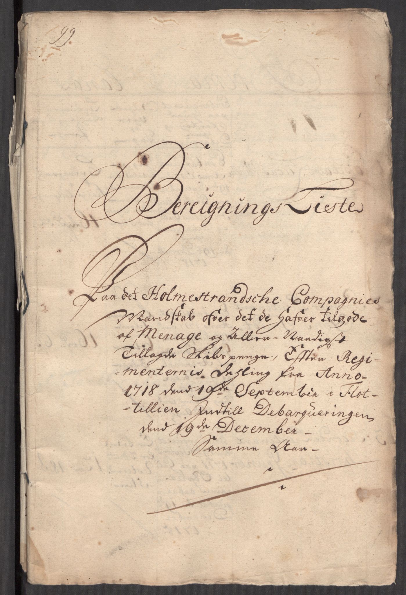 Kommanderende general (KG I) med Det norske krigsdirektorium, RA/EA-5419/E/Eb/L0001: Ruller over noen kompanier som tjenestegjorde på flåten, 1712-1721, p. 433