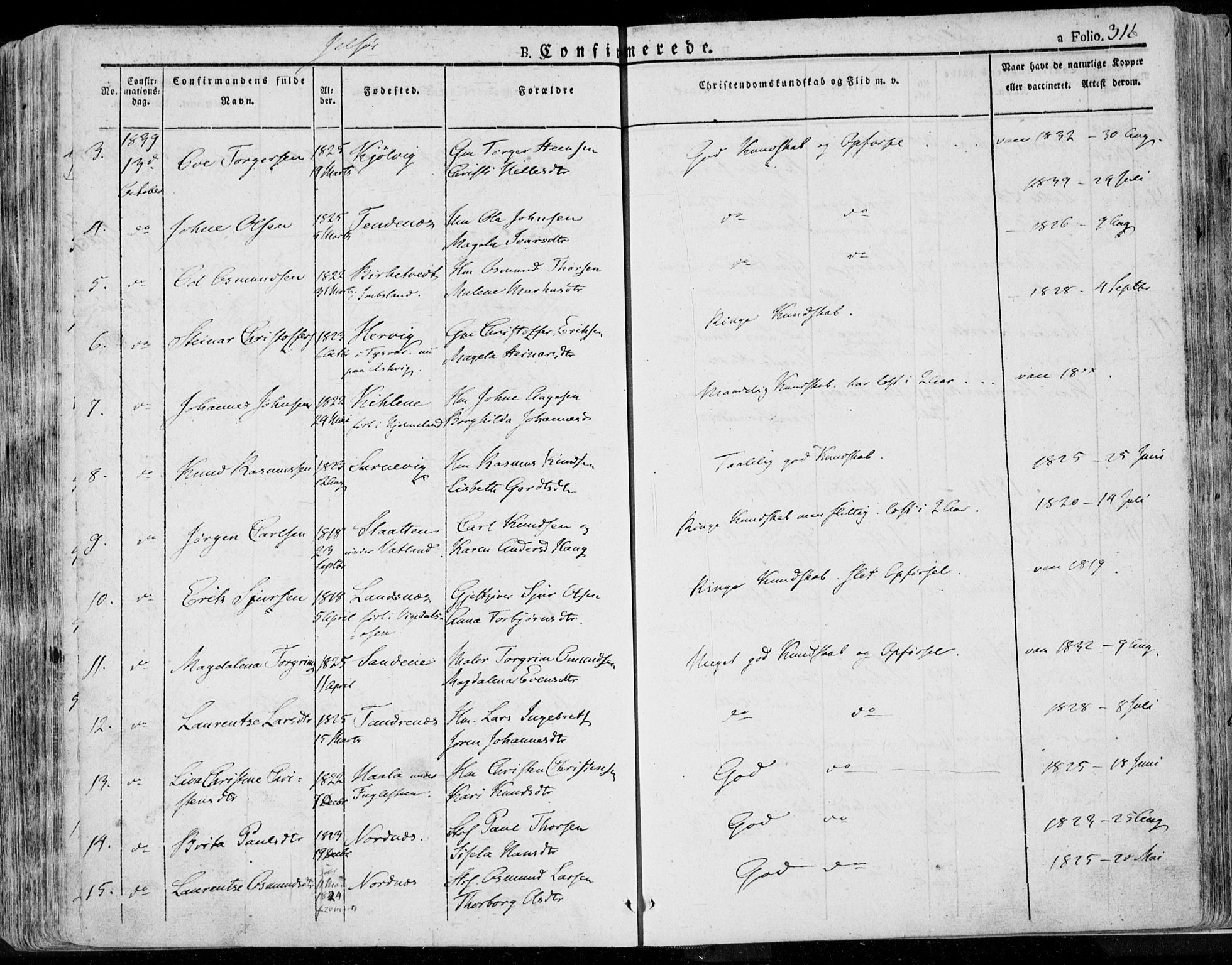 Jelsa sokneprestkontor, AV/SAST-A-101842/01/IV: Parish register (official) no. A 6.1, 1828-1853, p. 316