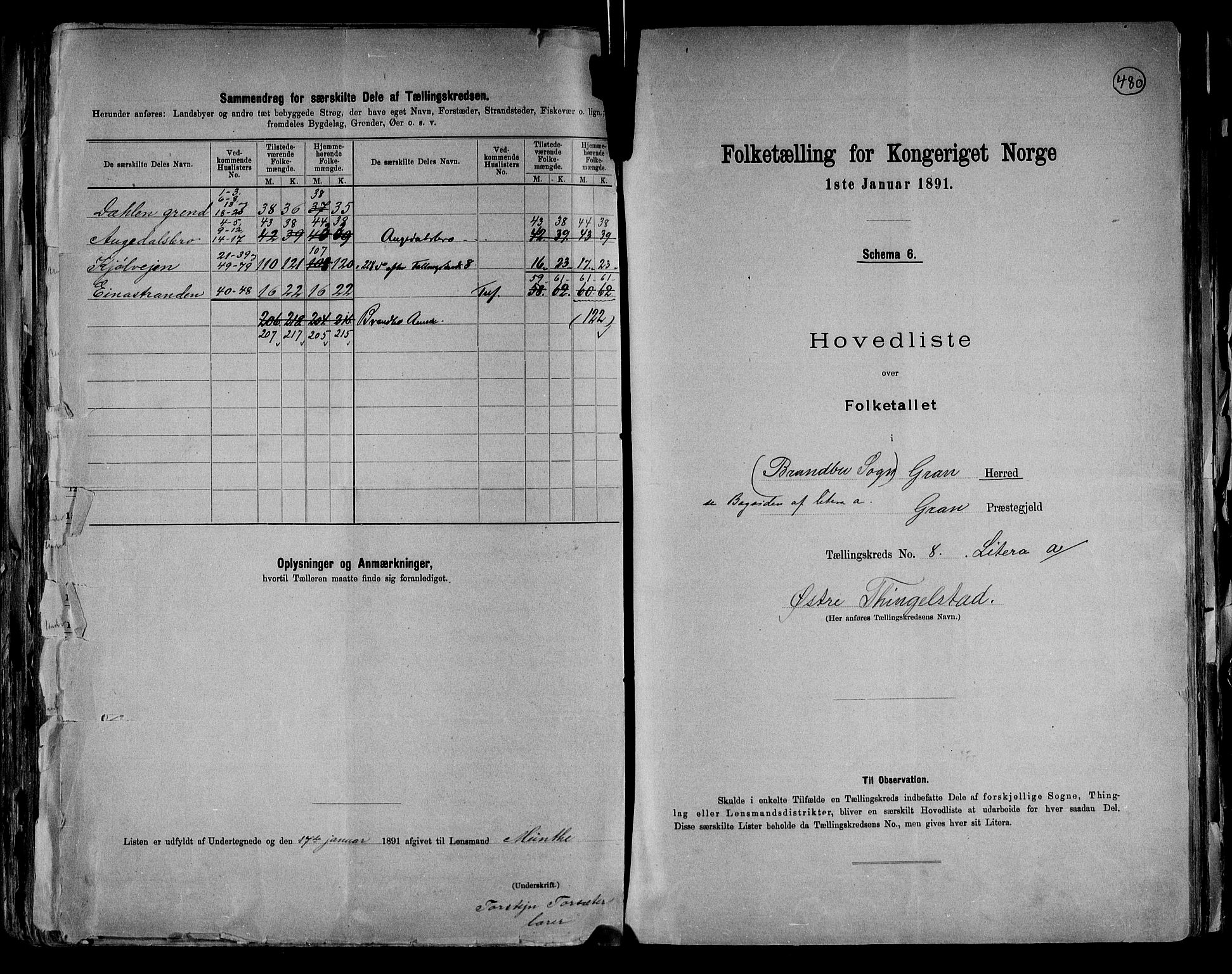 RA, 1891 census for 0534 Gran, 1891, p. 20