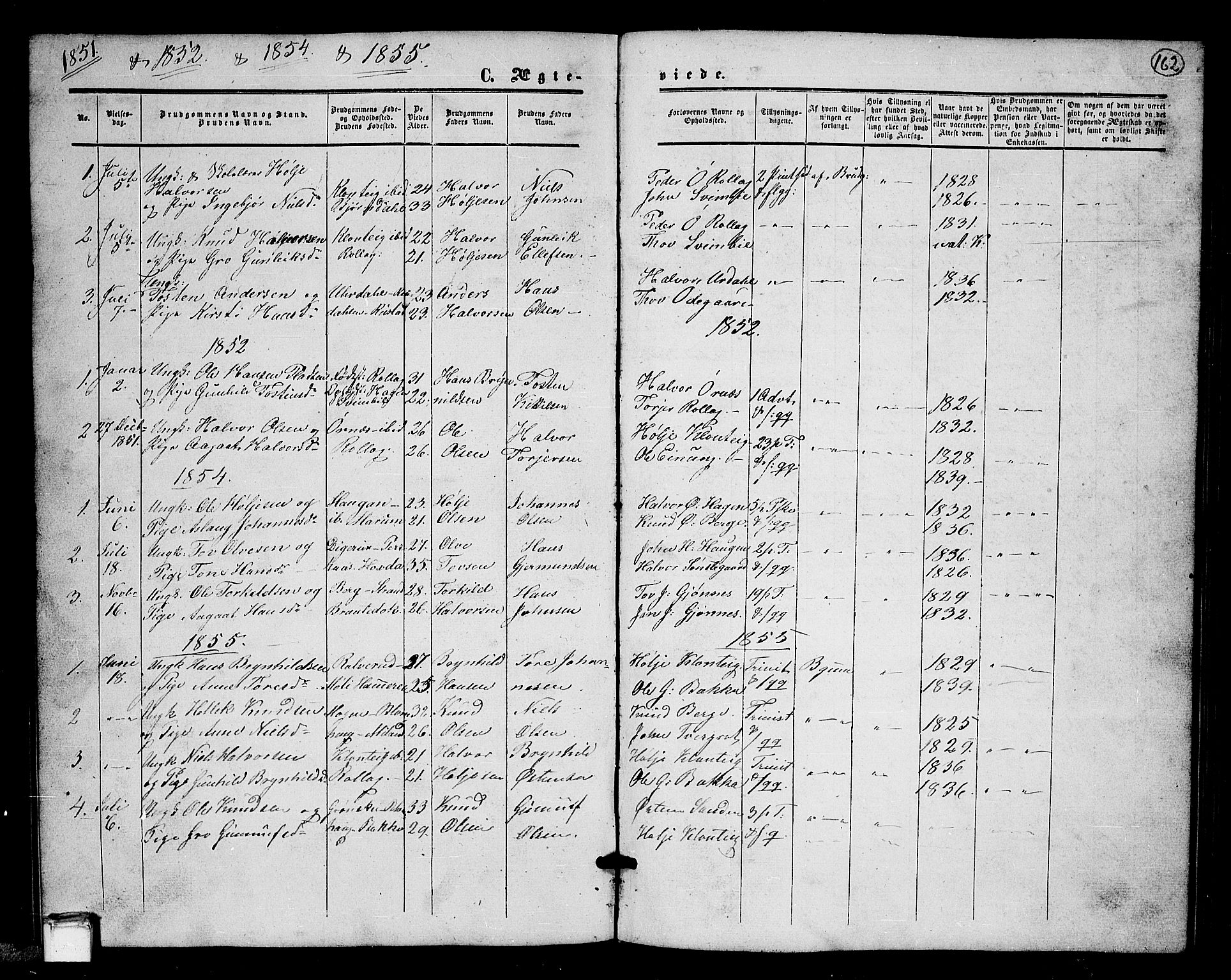 Tinn kirkebøker, SAKO/A-308/G/Gb/L0002: Parish register (copy) no. II 2, 1851-1886, p. 162