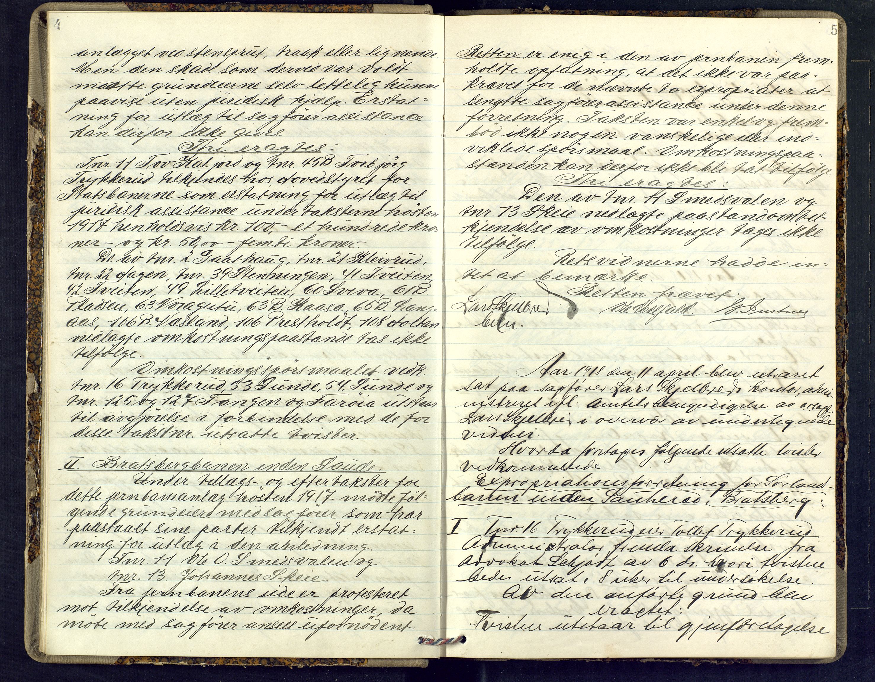 Nedre Telemark sorenskriveri, AV/SAKO-A-135/F/Fc/Fca/L0037: Ekstrarettsprotokoll, 1918-1923, p. 4-5