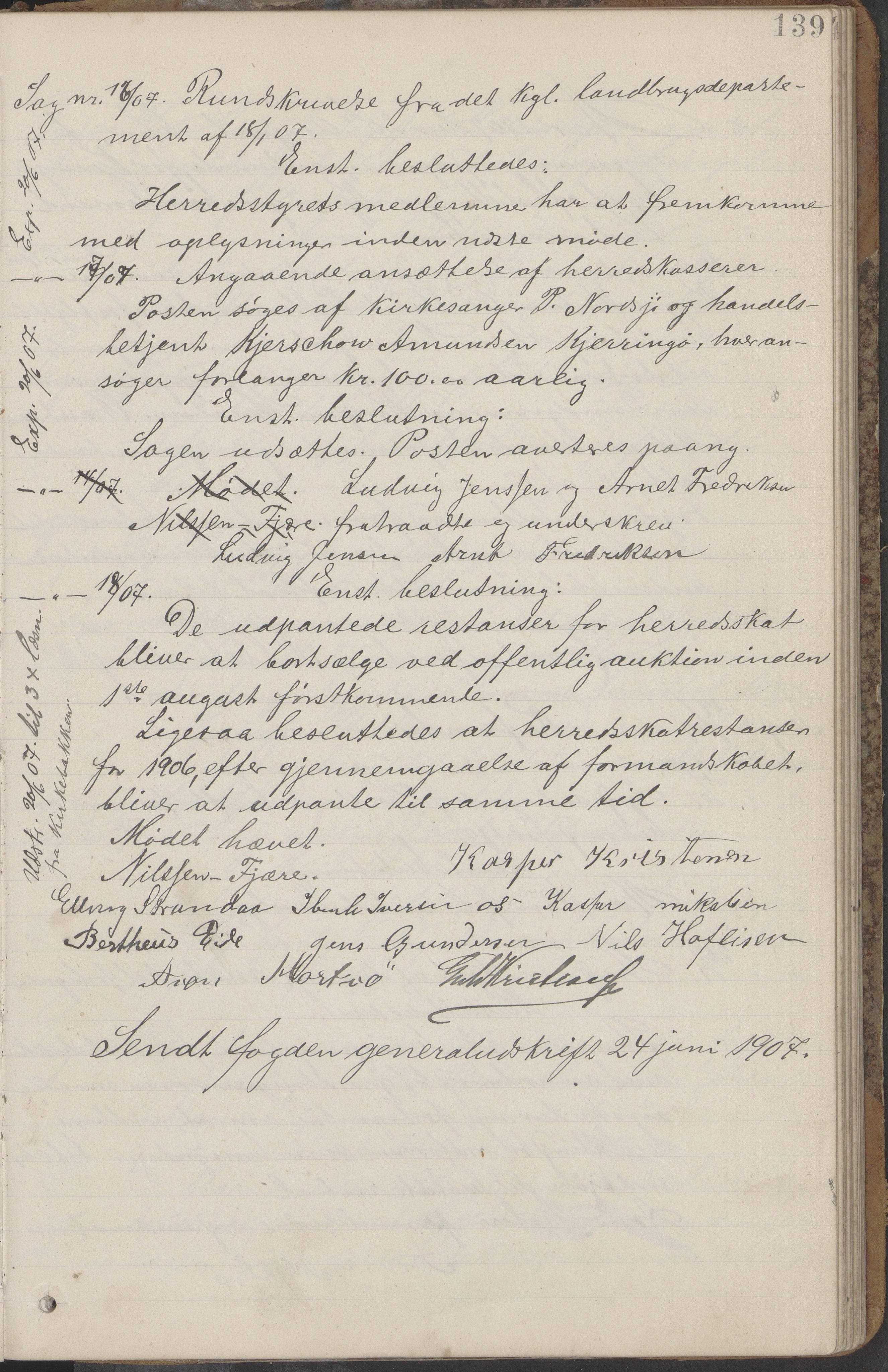 Kjerringøy kommune. Formannskapet, AIN/K-18441.150/A/Aa/L0002: Forhandlingsprotokoll Norfolden- Kjerringø formanskap, 1900-1911