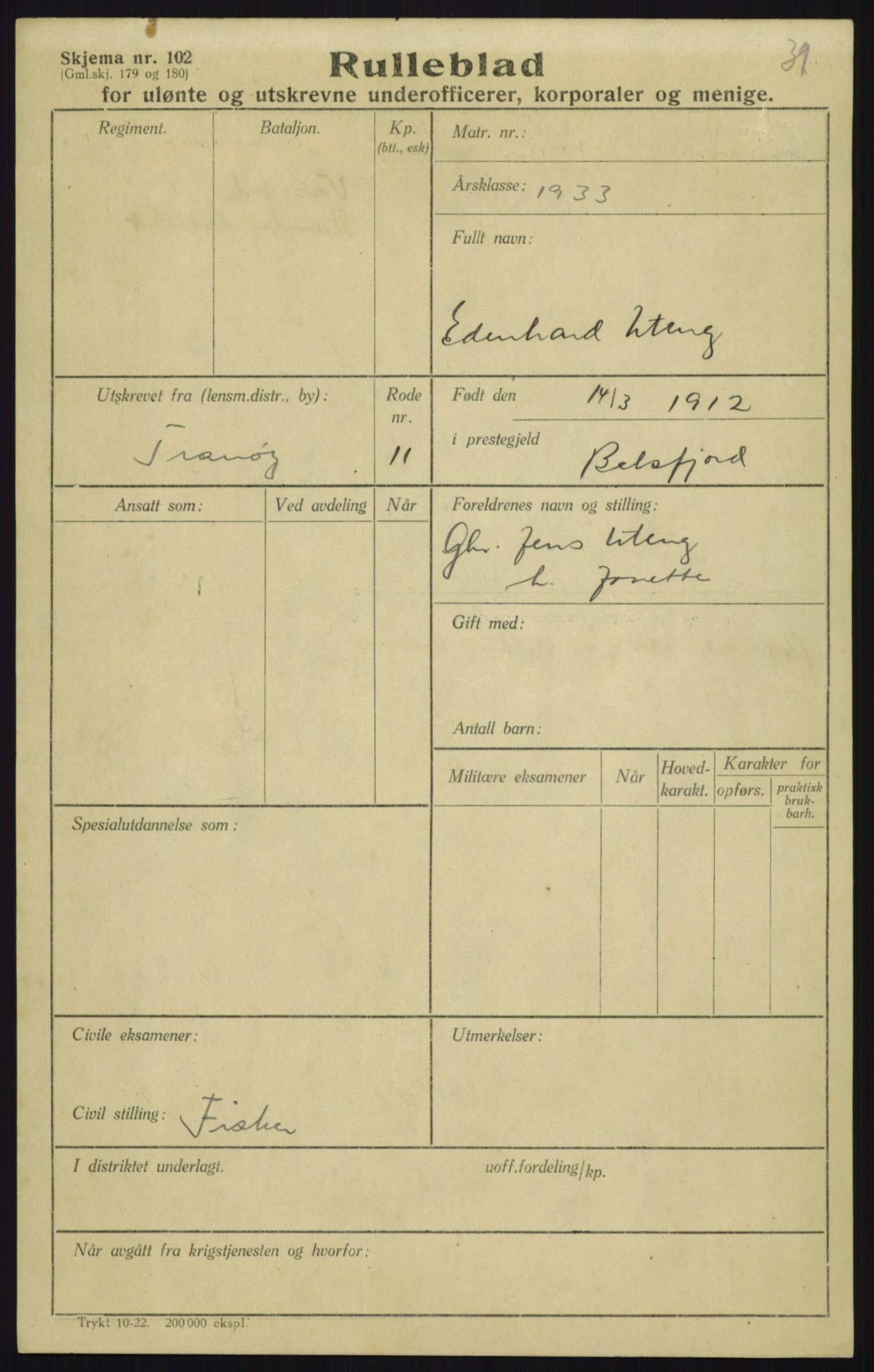 Forsvaret, Troms infanteriregiment nr. 16, AV/RA-RAFA-3146/P/Pa/L0017: Rulleblad for regimentets menige mannskaper, årsklasse 1933, 1933, p. 1325