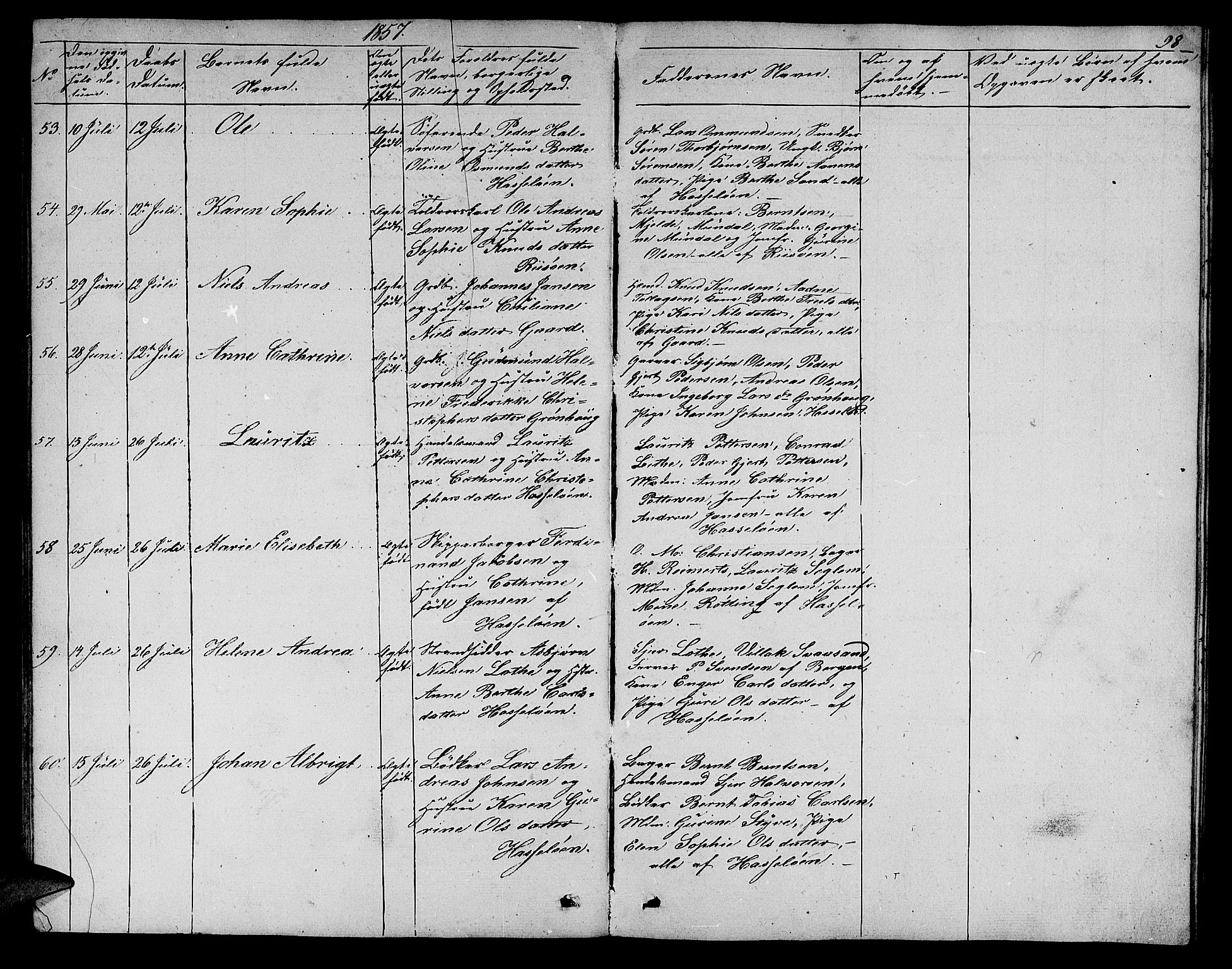 Torvastad sokneprestkontor, AV/SAST-A -101857/H/Ha/Hab/L0004: Parish register (copy) no. B 4, 1850-1864, p. 98