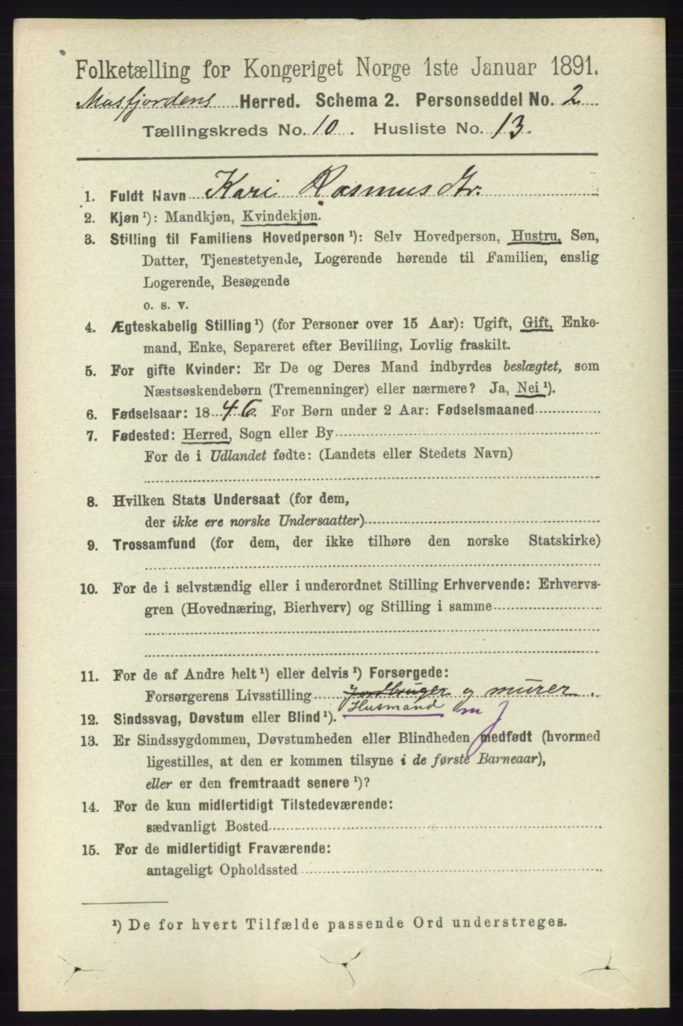 RA, 1891 census for 1266 Masfjorden, 1891, p. 2112