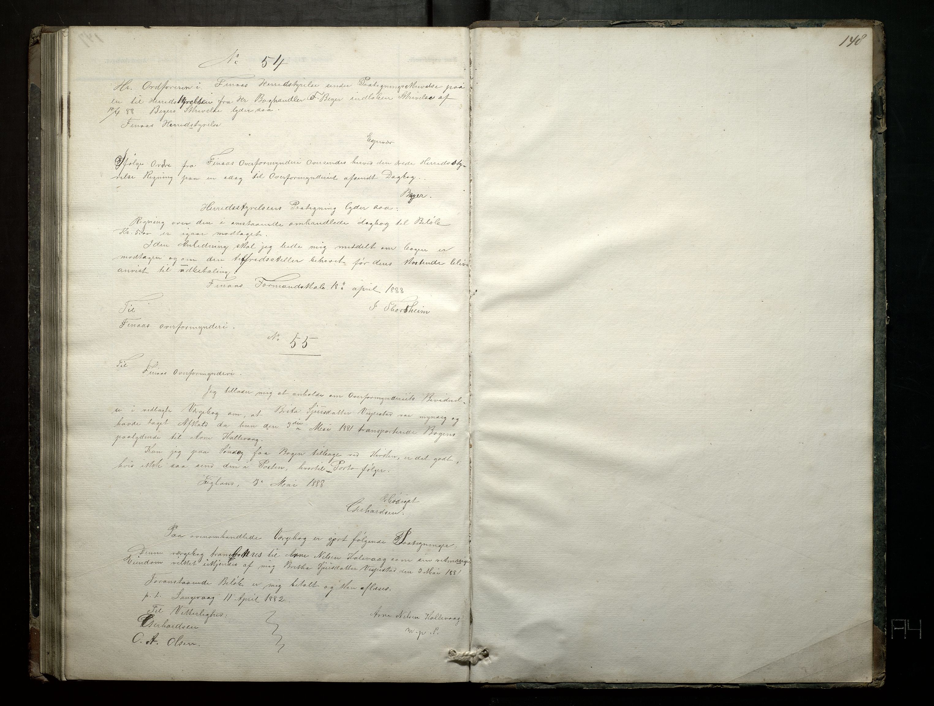 Finnaas kommune. Overformynderiet, IKAH/1218a-812/C/Ca/Caa/L0001: Postjournal for Finnås overformynderi, 1859-1888, p. 148