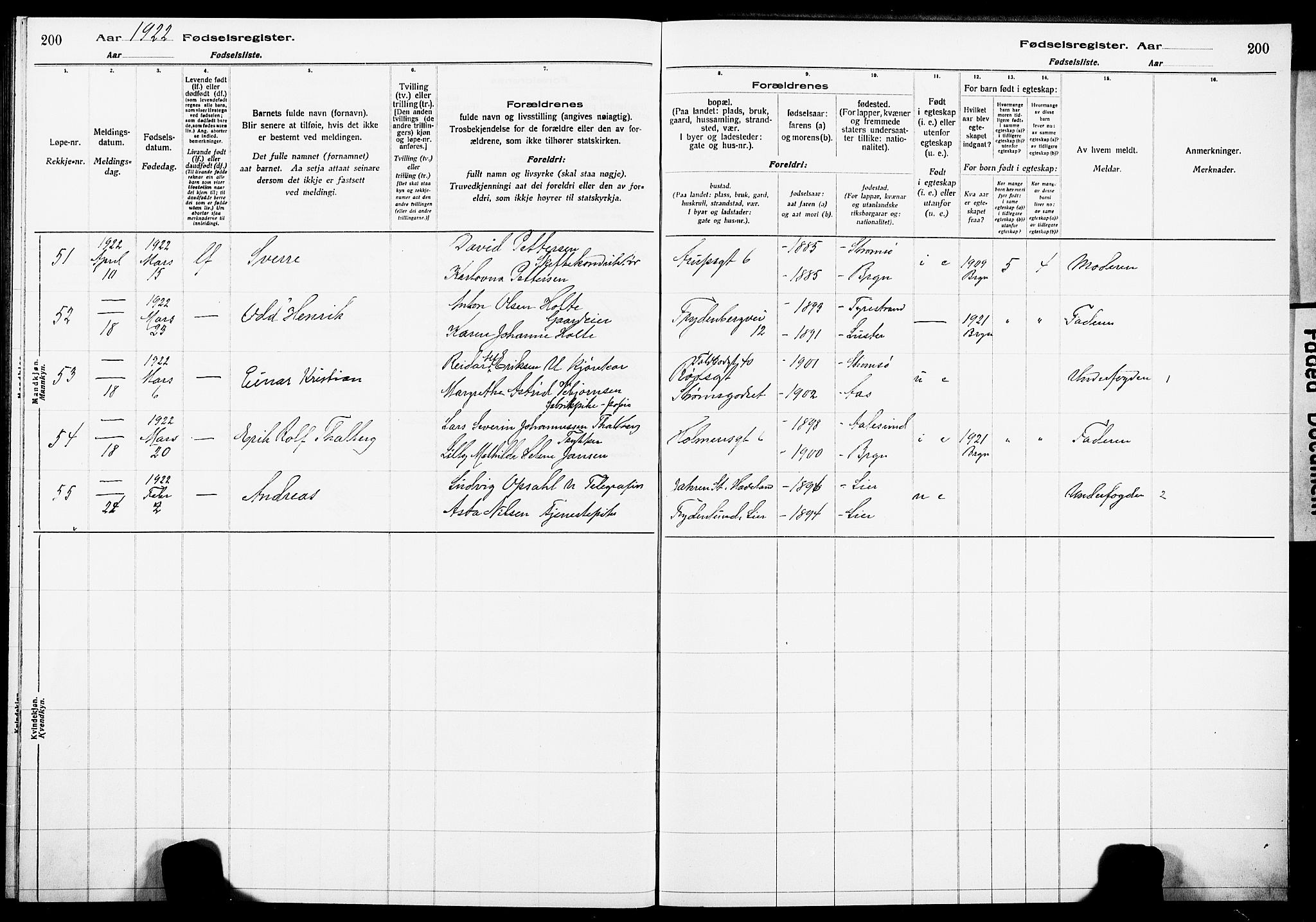 Bragernes kirkebøker, AV/SAKO-A-6/J/Ja/L0001: Birth register no. 1, 1916-1922, p. 200