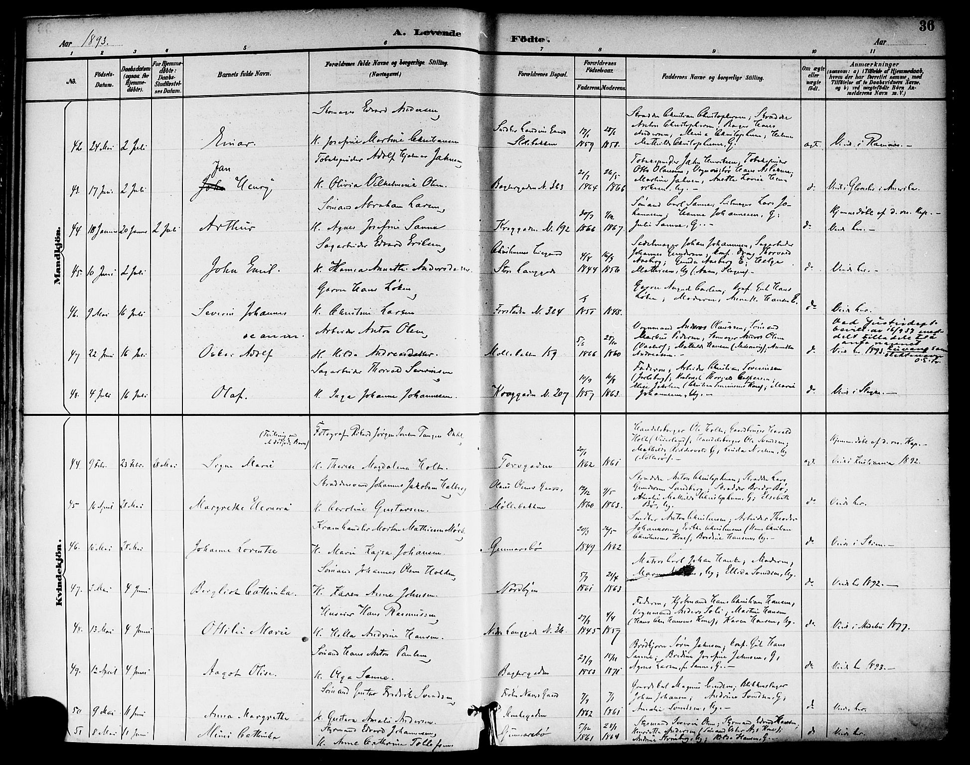 Tønsberg kirkebøker, SAKO/A-330/F/Fa/L0012: Parish register (official) no. I 12, 1891-1899, p. 36