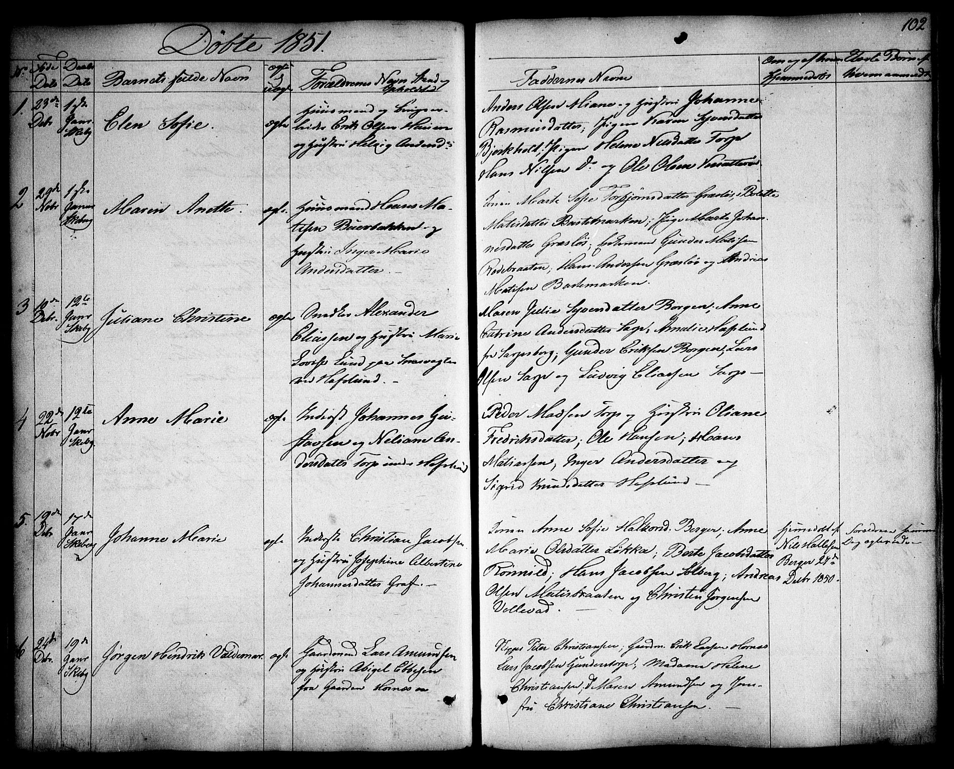 Skjeberg prestekontor Kirkebøker, SAO/A-10923/F/Fa/L0006: Parish register (official) no. I 6, 1846-1858, p. 102