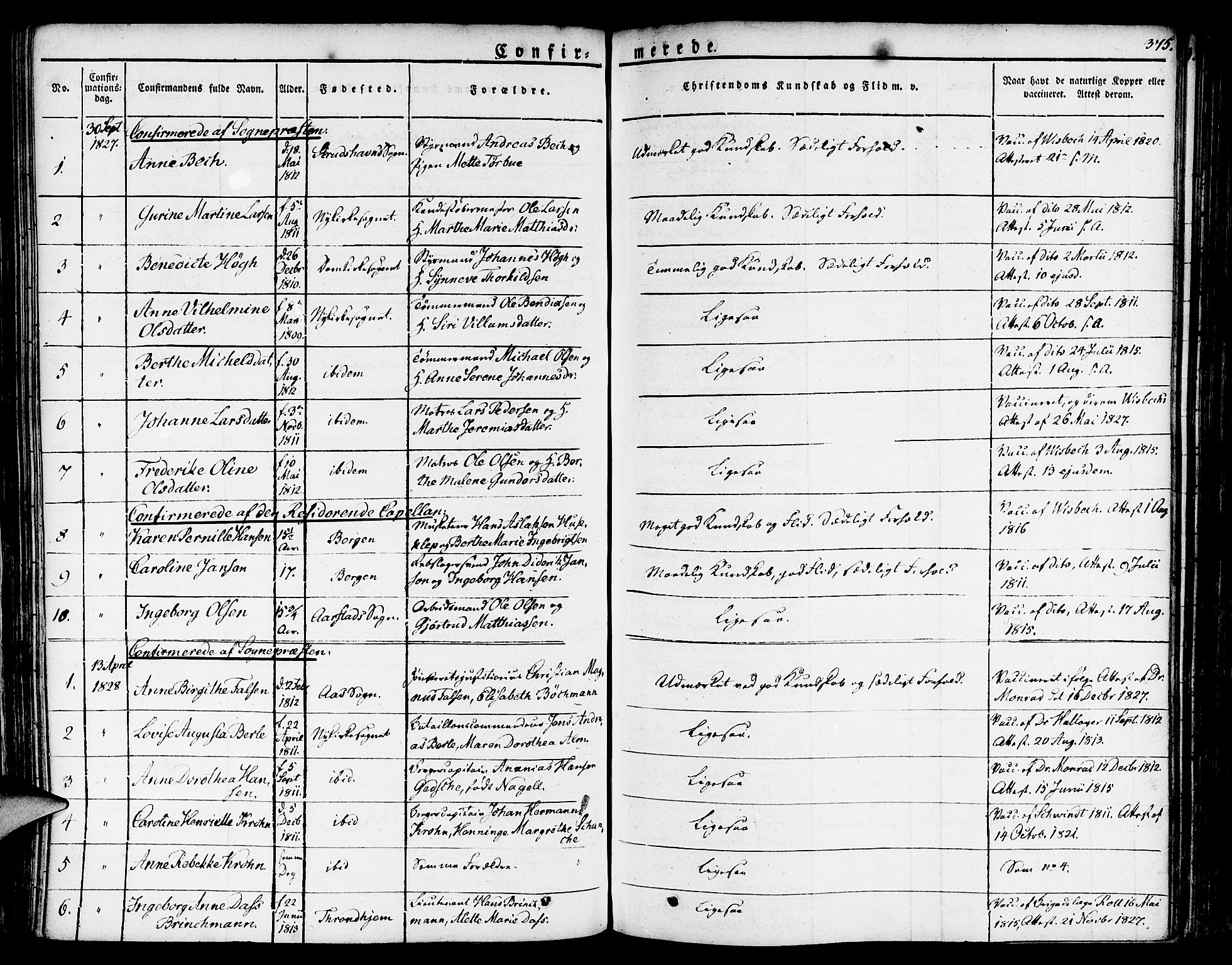 Nykirken Sokneprestembete, SAB/A-77101/H/Haa/L0012: Parish register (official) no. A 12, 1821-1844, p. 375