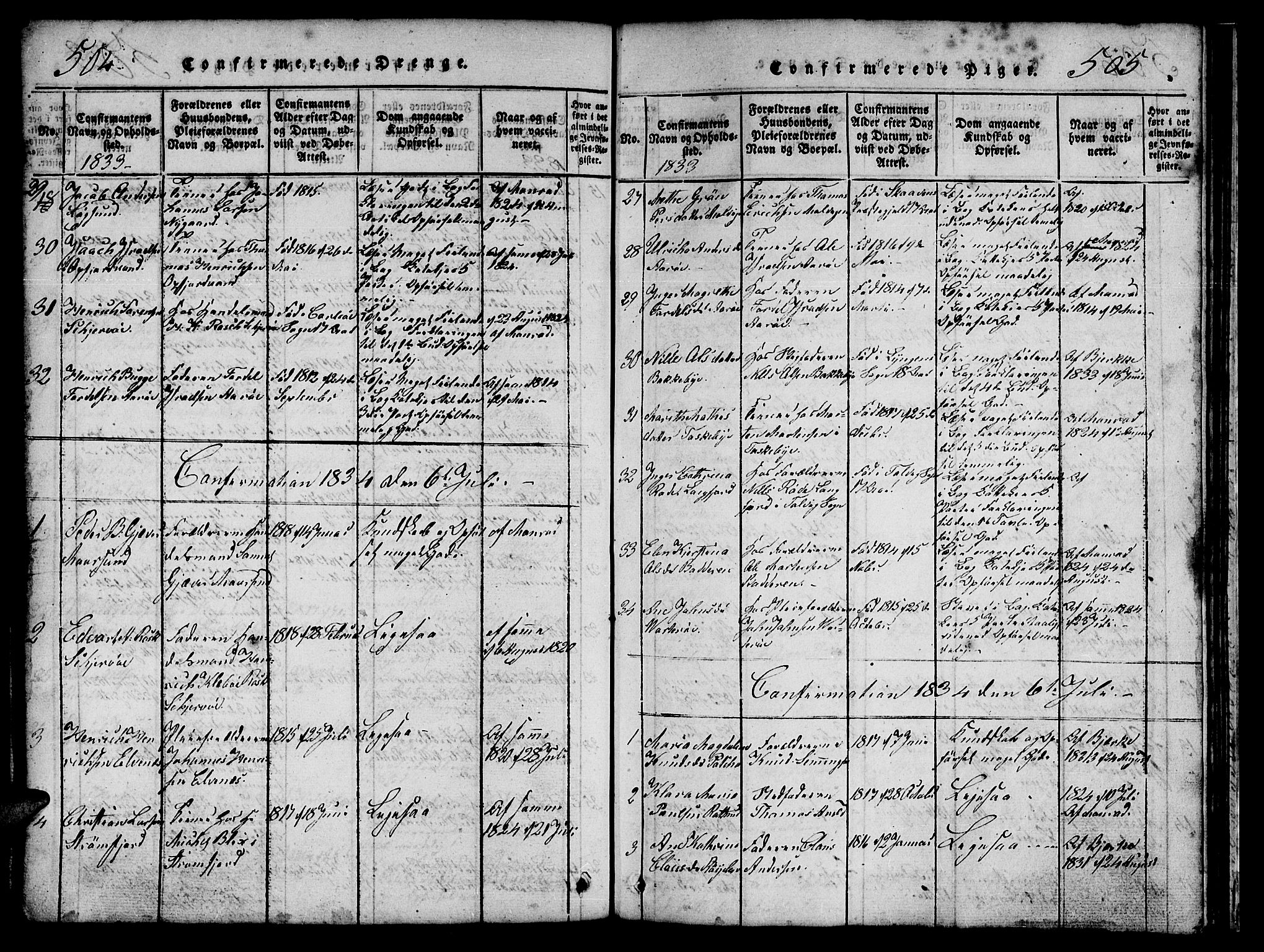 Skjervøy sokneprestkontor, SATØ/S-1300/H/Ha/Hab/L0001klokker: Parish register (copy) no. 1, 1825-1838, p. 504-505