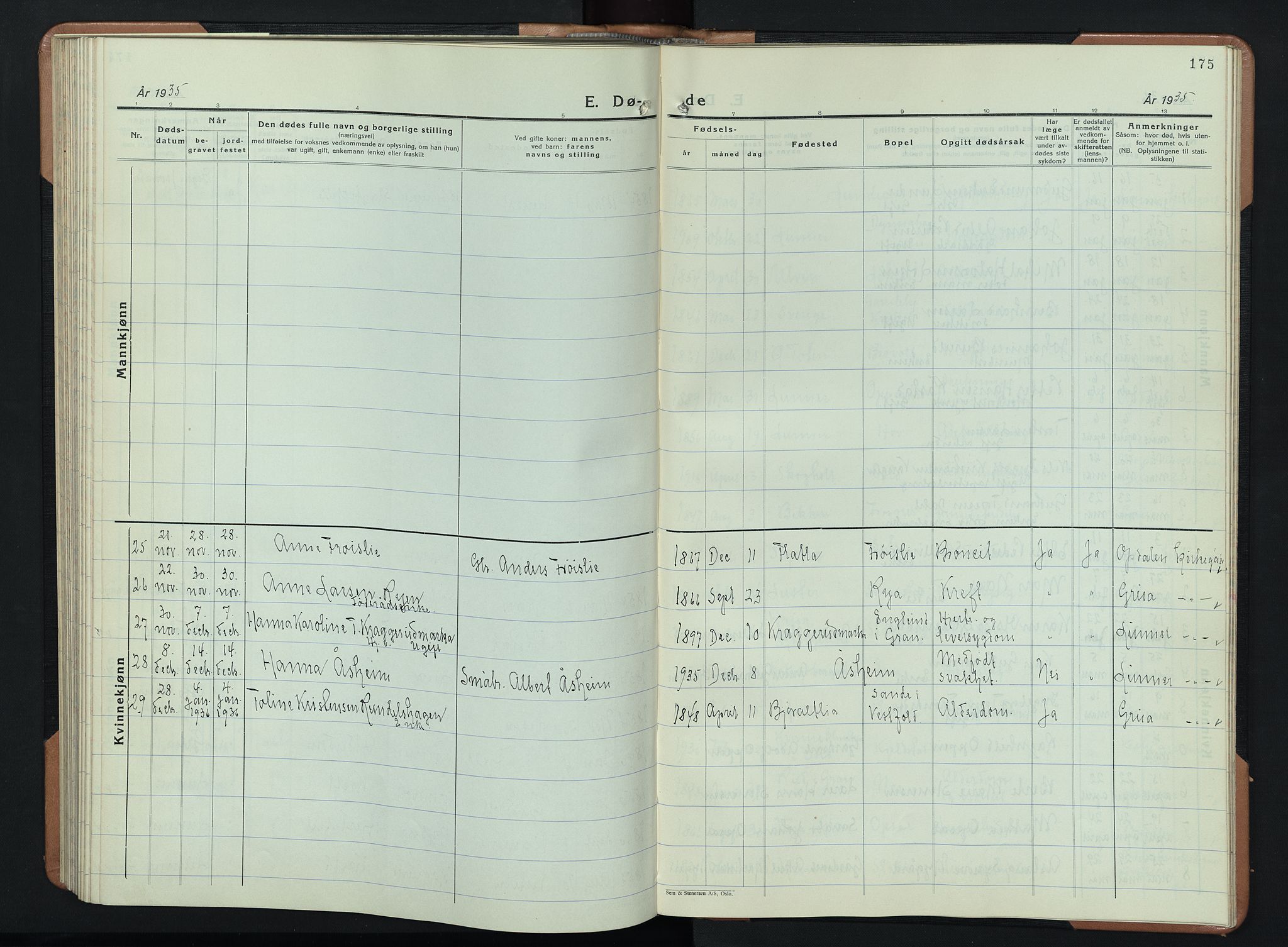 Lunner prestekontor, AV/SAH-PREST-118/H/Ha/Hab/L0003: Parish register (copy) no. 3, 1933-1945, p. 175