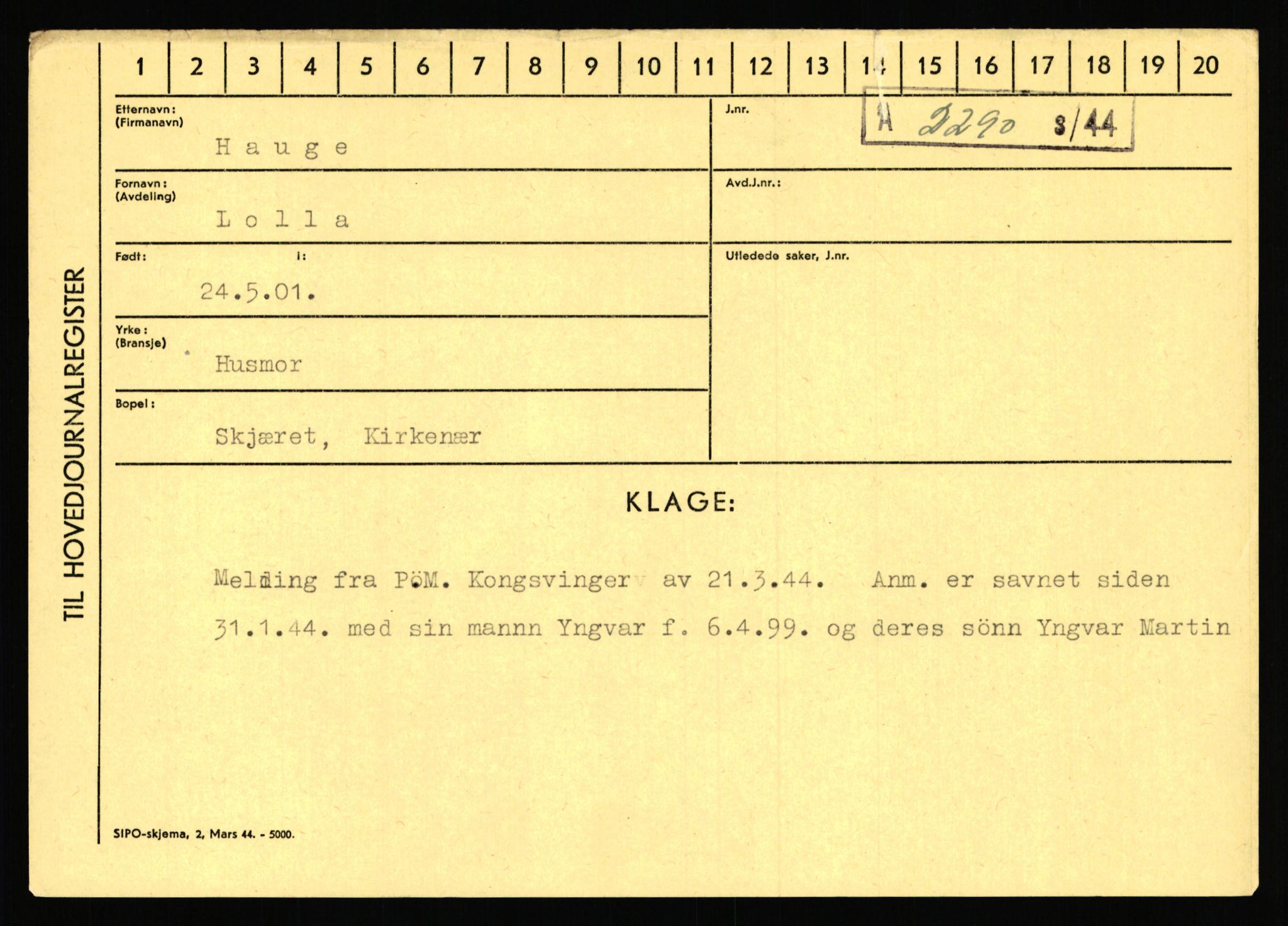 Statspolitiet - Hovedkontoret / Osloavdelingen, AV/RA-S-1329/C/Ca/L0006: Hanche - Hokstvedt, 1943-1945, p. 2291