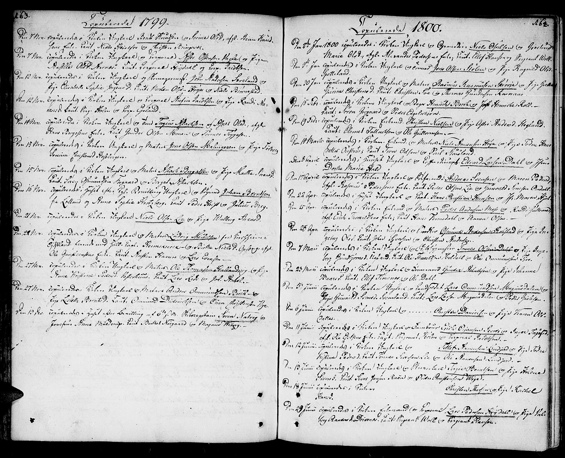 Kristiansand domprosti, SAK/1112-0006/F/Fa/L0005: Parish register (official) no. A 5, 1776-1818, p. 163-164