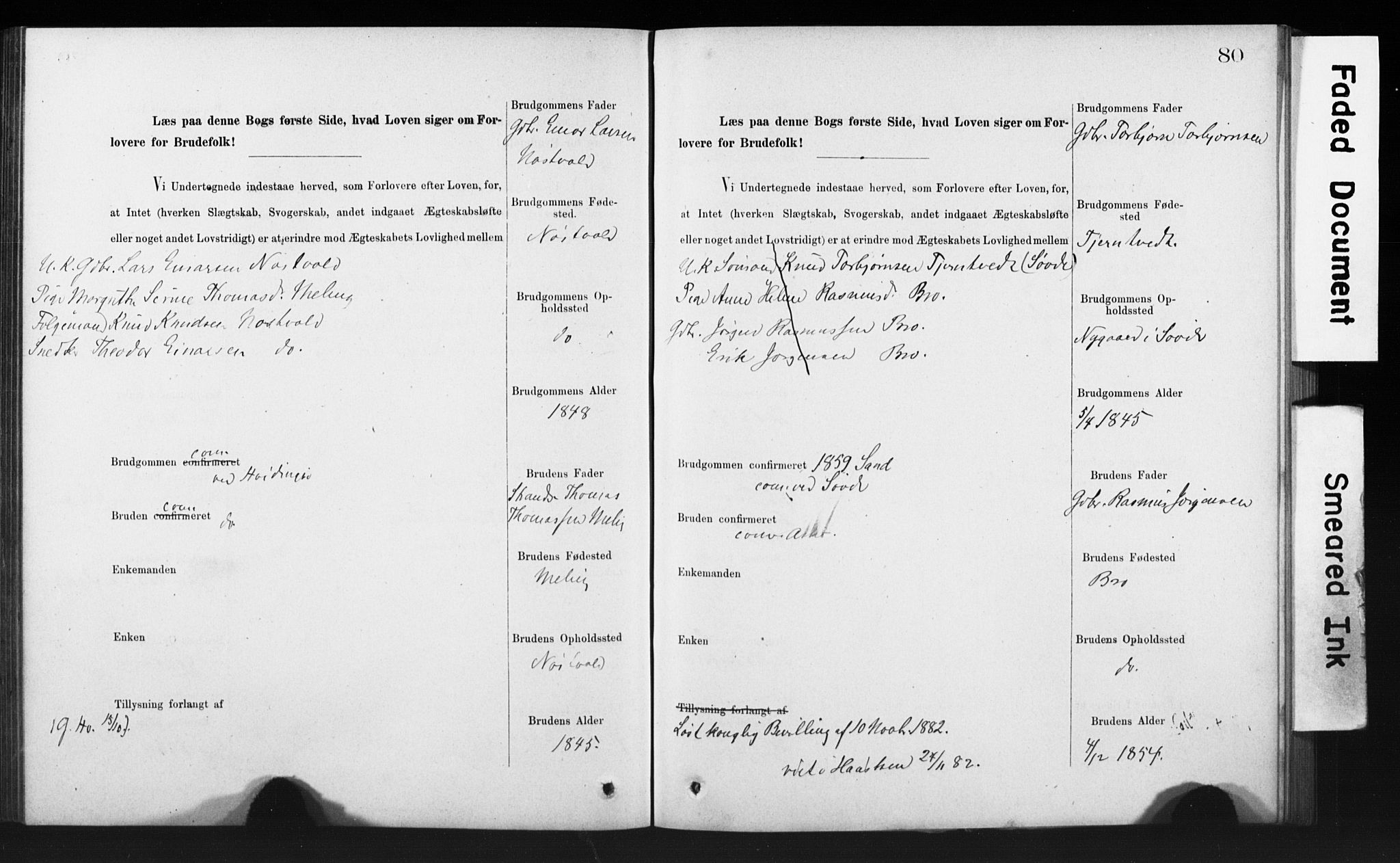 Rennesøy sokneprestkontor, SAST/A -101827/I/Ie/L0001: Banns register no. 1, 1873-1898, p. 80