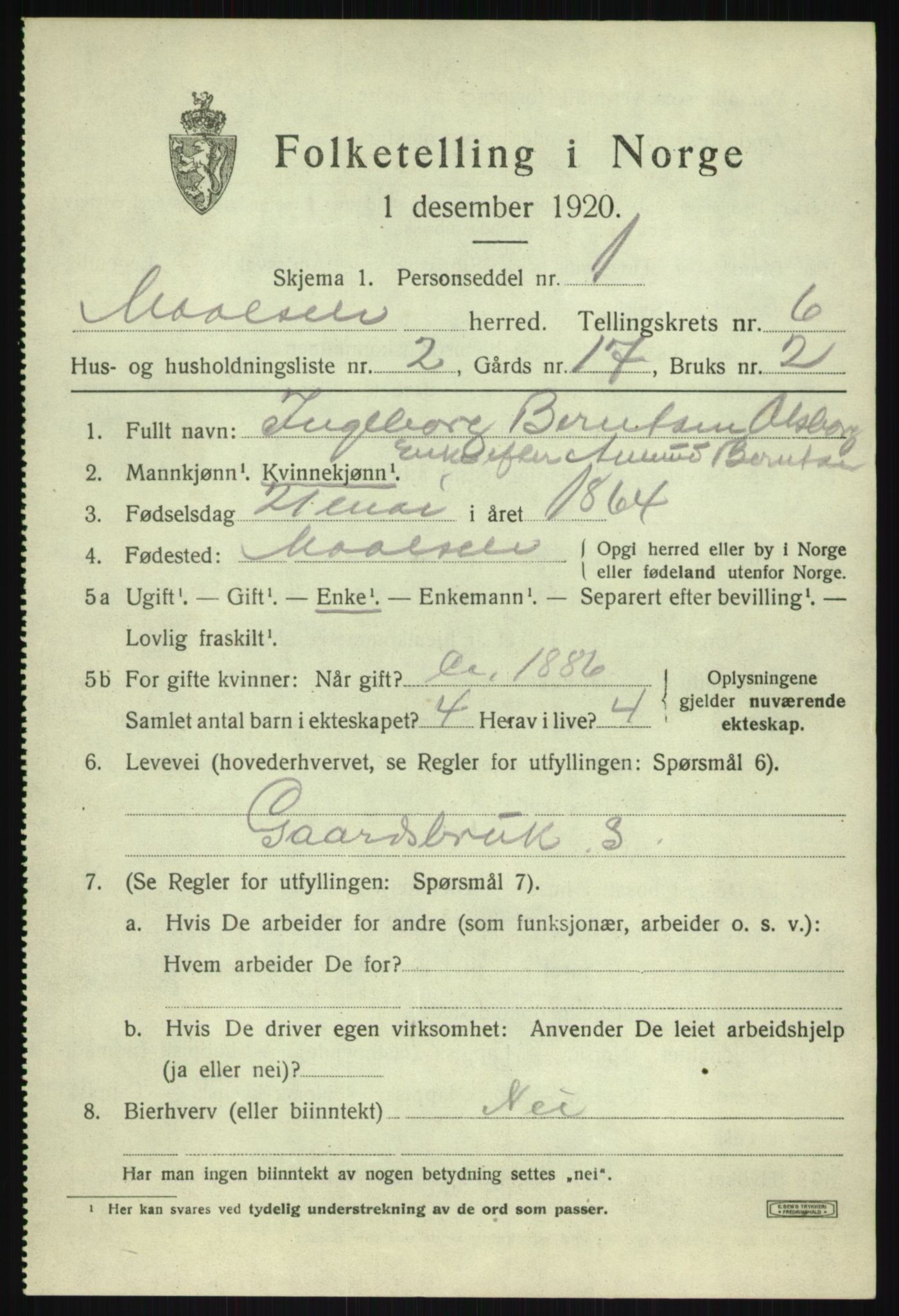 SATØ, 1920 census for Målselv, 1920, p. 3629