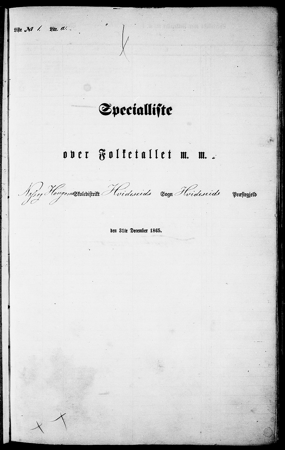 RA, 1865 census for Kviteseid, 1865, p. 11