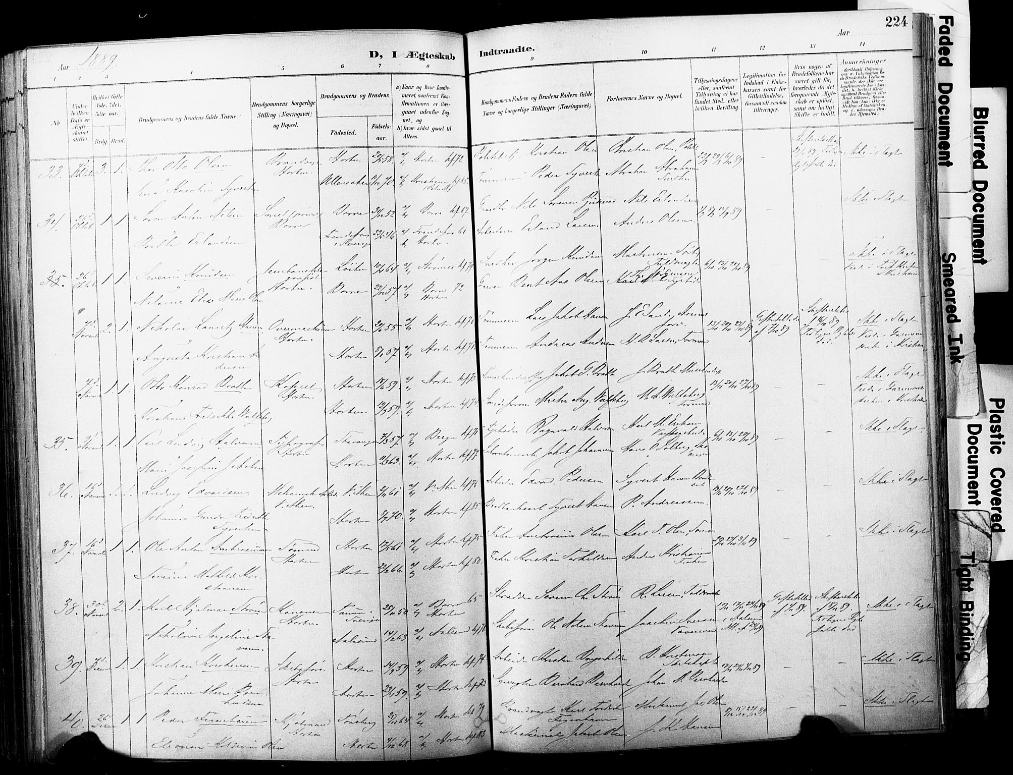 Horten kirkebøker, SAKO/A-348/F/Fa/L0004: Parish register (official) no. 4, 1888-1895, p. 224