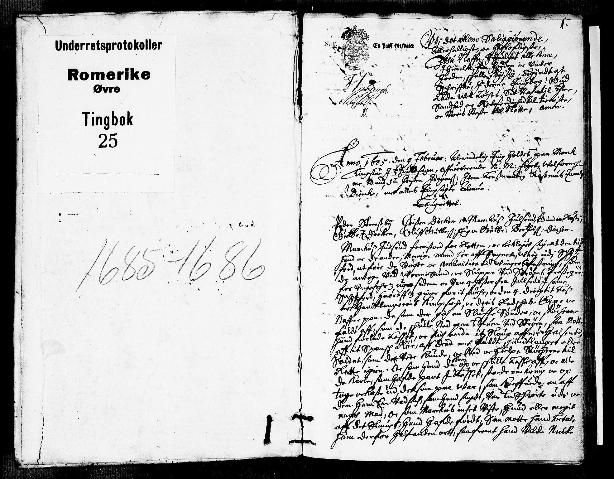 Øvre Romerike sorenskriveri, SAO/A-10649/F/Fb/L0025: Tingbok 25, 1685-1686, p. 0b-1a