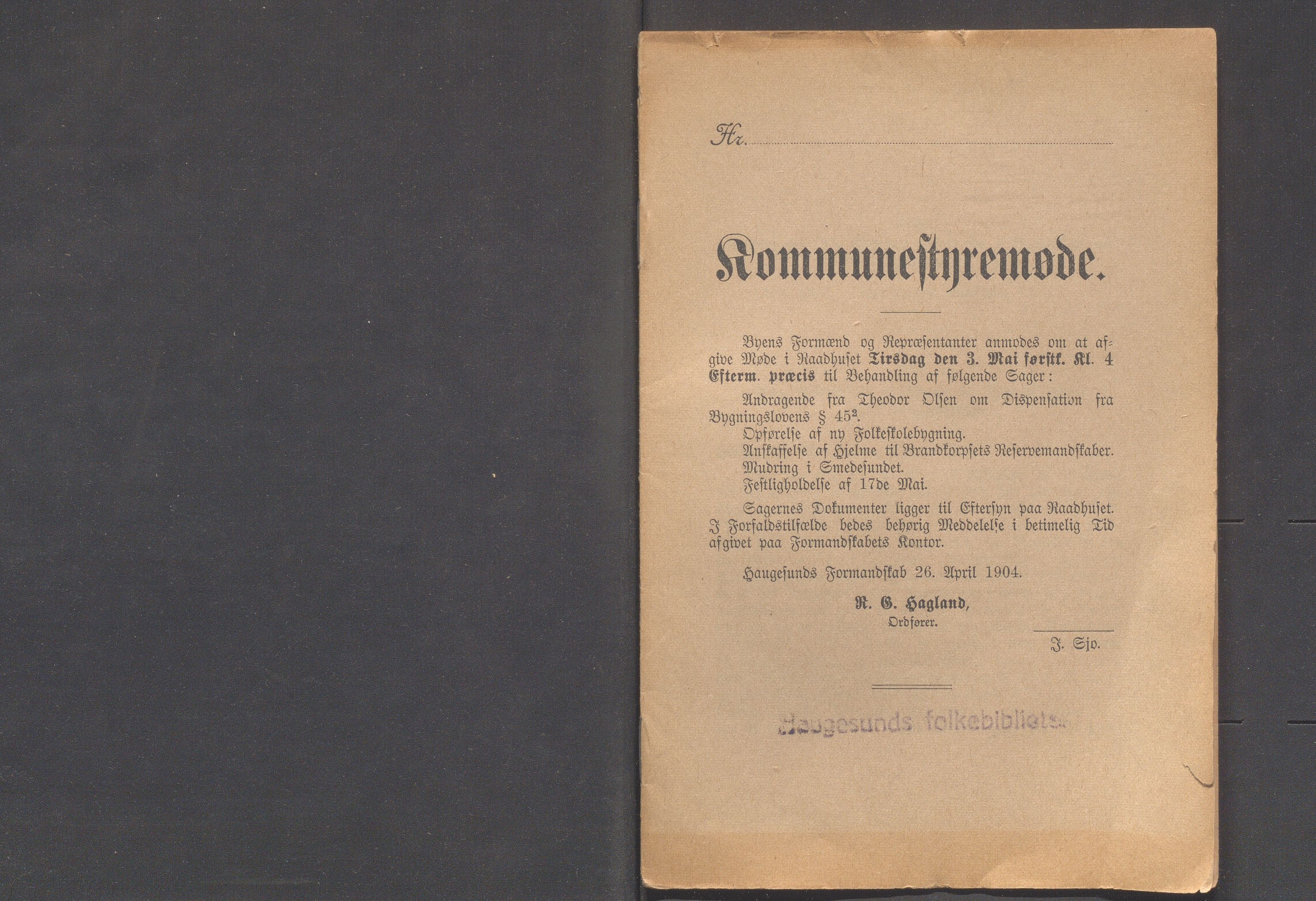 Haugesund kommune - Formannskapet og Bystyret, IKAR/A-740/A/Abb/L0001: Bystyreforhandlinger, 1889-1907, p. 471