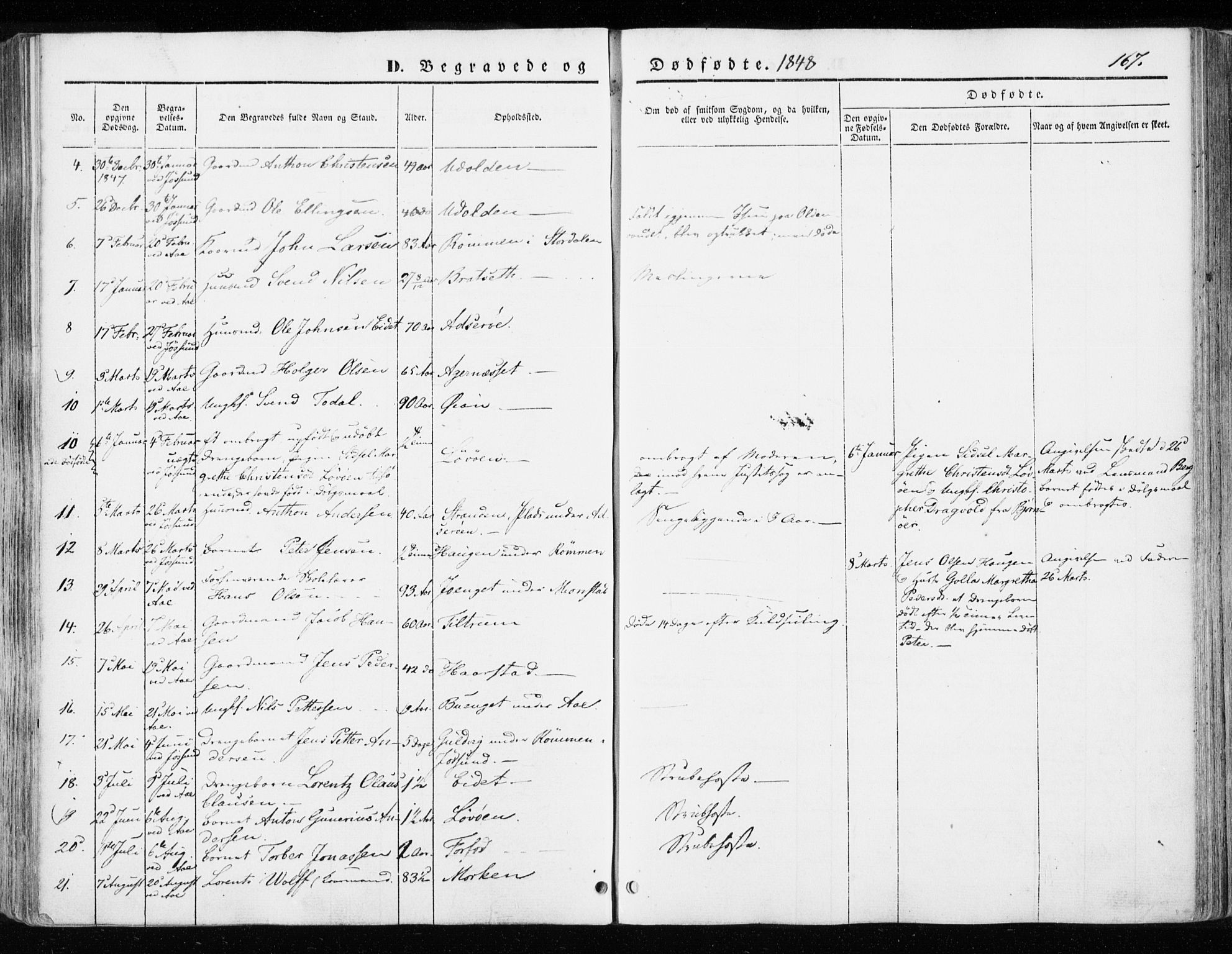 Ministerialprotokoller, klokkerbøker og fødselsregistre - Sør-Trøndelag, SAT/A-1456/655/L0677: Parish register (official) no. 655A06, 1847-1860, p. 167
